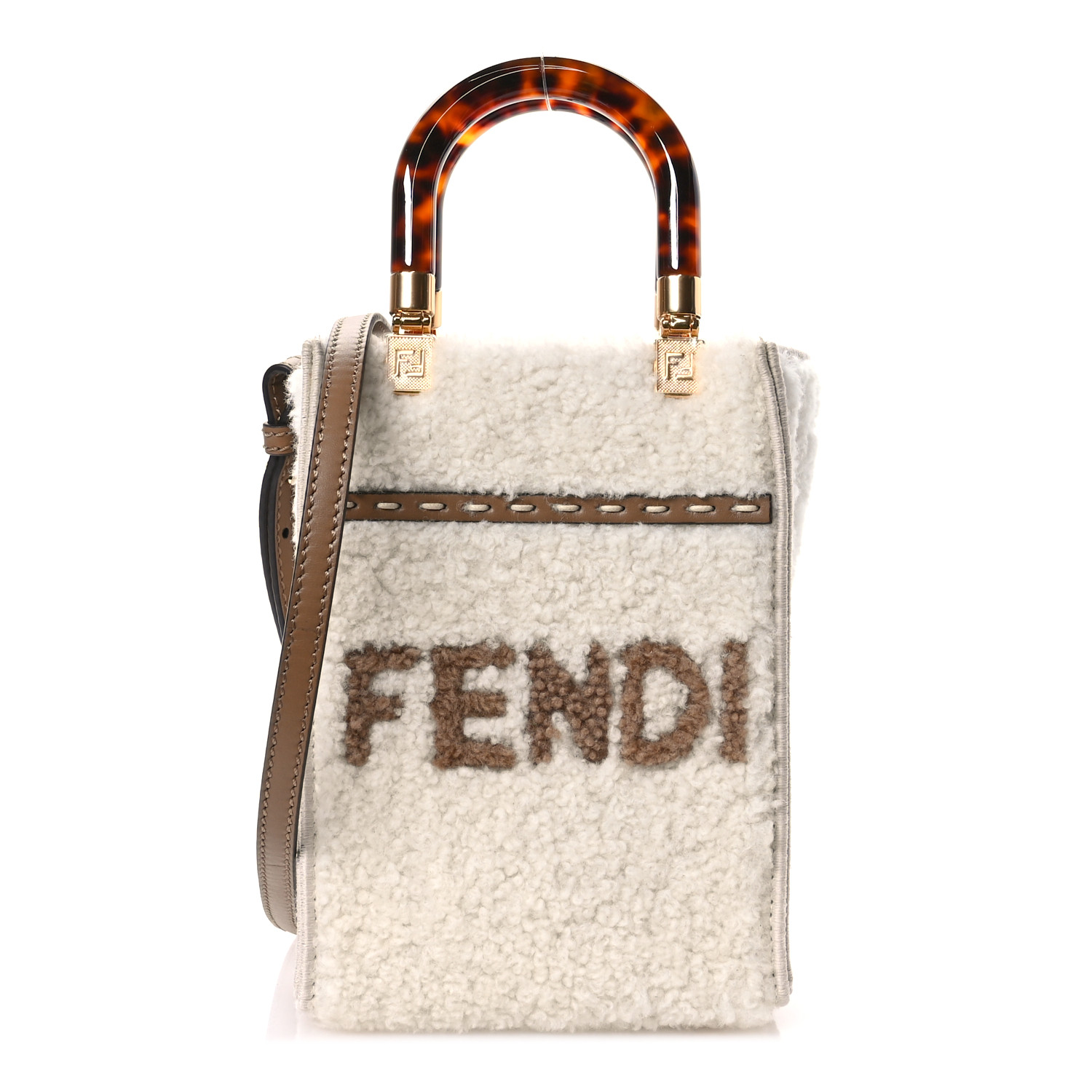 FENDI Shearling Vitello King Plexiglass Logo Mini Fendi