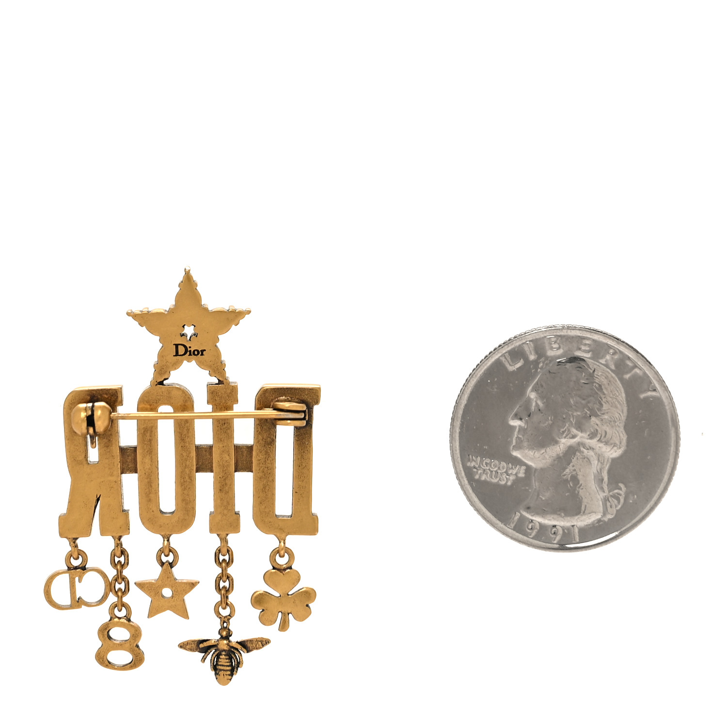 CHRISTIAN DIOR Metal Crystal Dio(r)evolution Logo Brooch