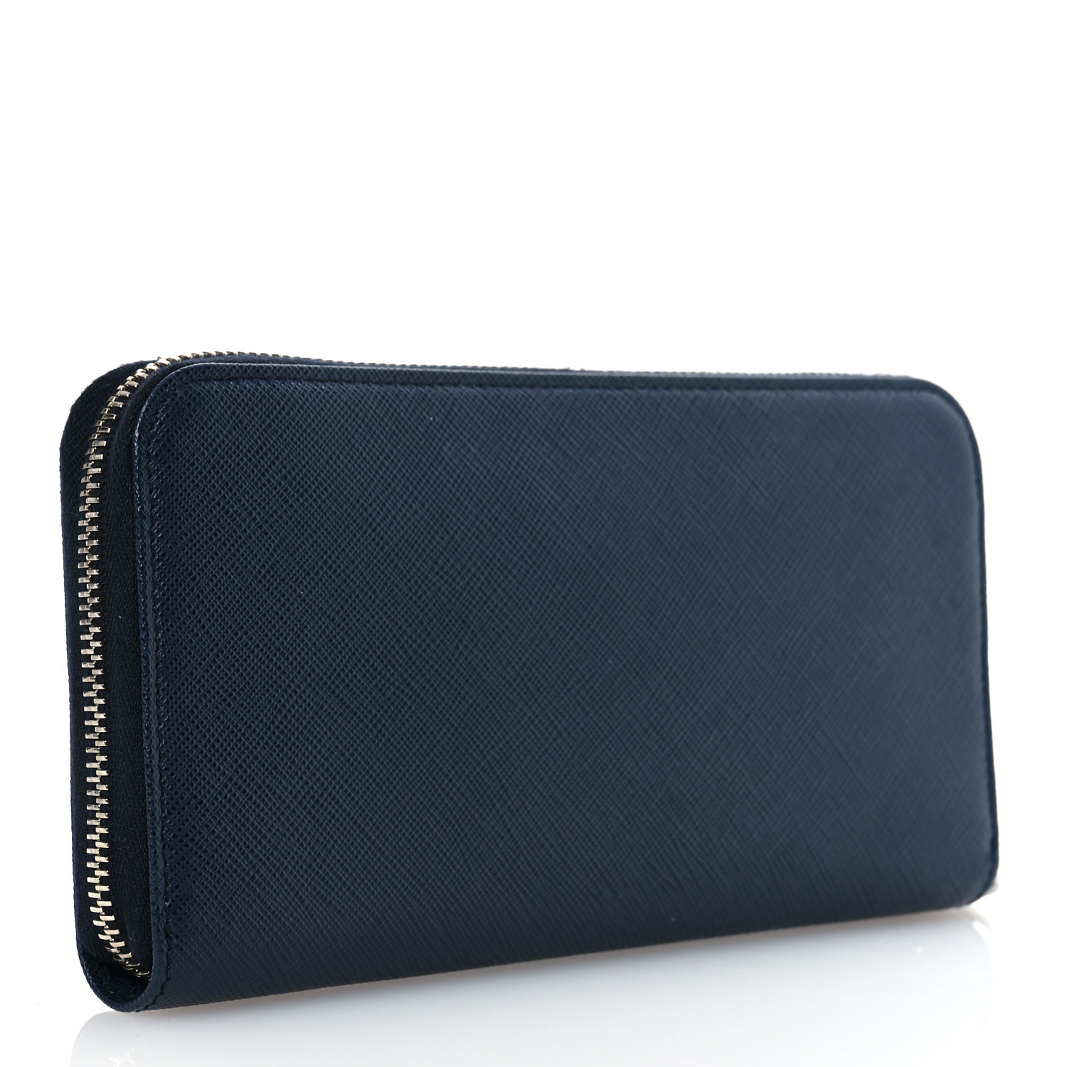 小物 PRADA PRADA Saffiano Metal Zip Around Wallet Navy Blue 1664593