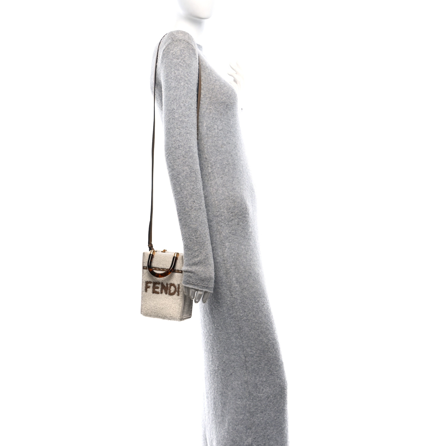 FENDI Shearling Vitello King Plexiglass Logo Mini Fendi