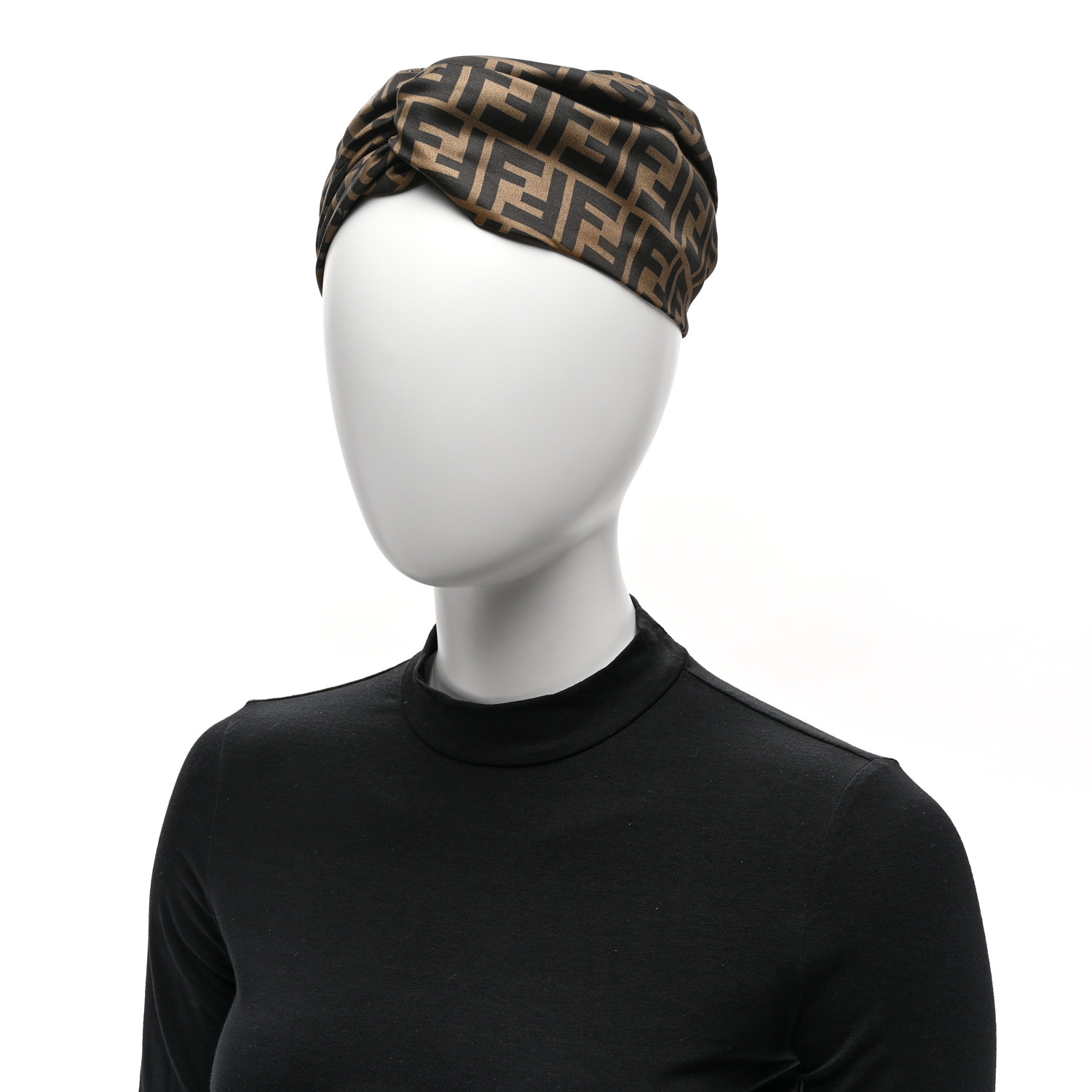 【FENDI】Brown silk FF-motif knot headband【ランク:Ａ】 FENDI】Brown silk FF-motif knot headband【ランク:A】 (FENDI