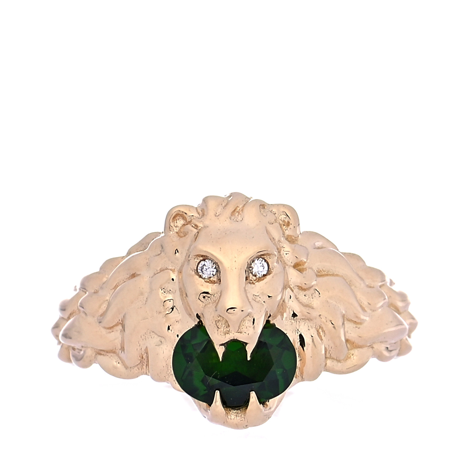 GUCCI★素敵！18kt Gold Lion Head Ring Authentic Gucci Lion Head Motif Crystal Ring In Gold | eBay