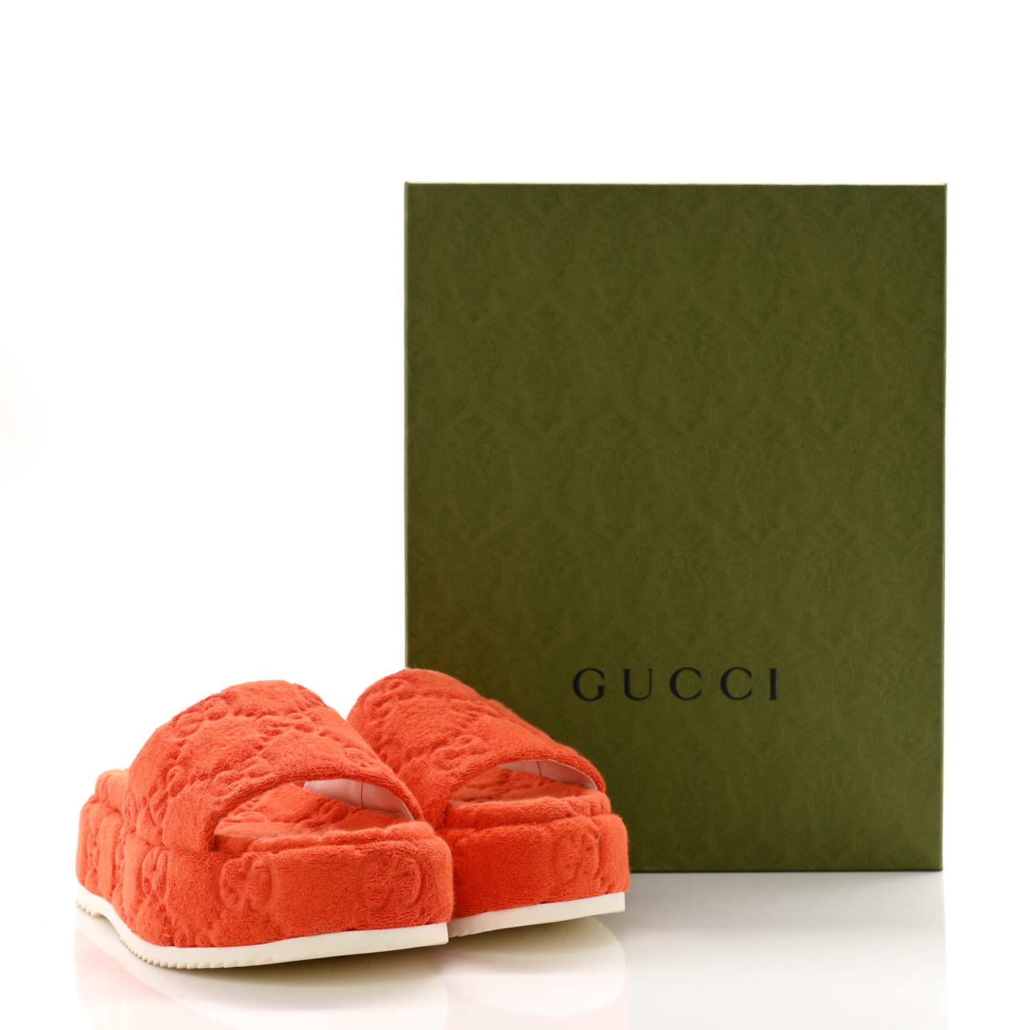 GUCCI Terry Cloth GG Monogram Angelina Platform 55mm Slide
