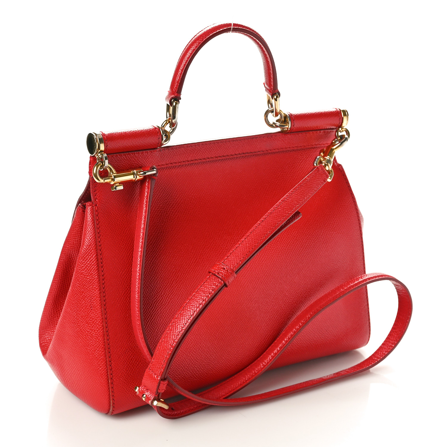 トートバッグ Dolce & Gabbana Dauphine Leather Red Medium Sicily Bag DOLCE & GABBANA Dauphine Medium Miss Sicily Satchel Dark Red