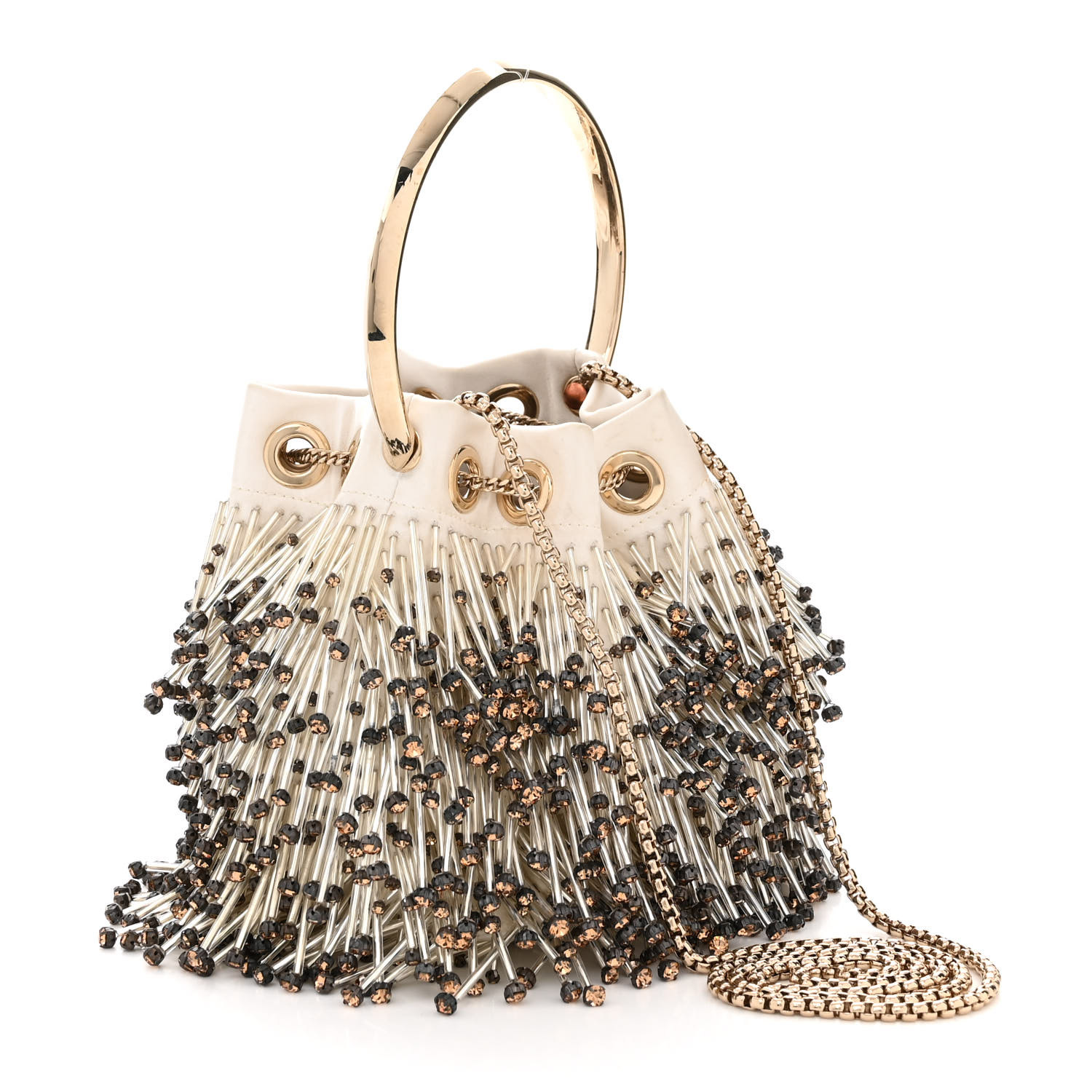 JIMMY CHOO Calfskin Lizard Embossed Crystal Cheri Satchel