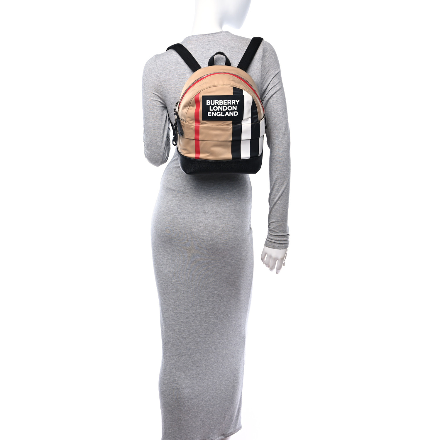 BURBERRY Econyl Logo Print Check Childrens Nico Backpack Archive Beige 3