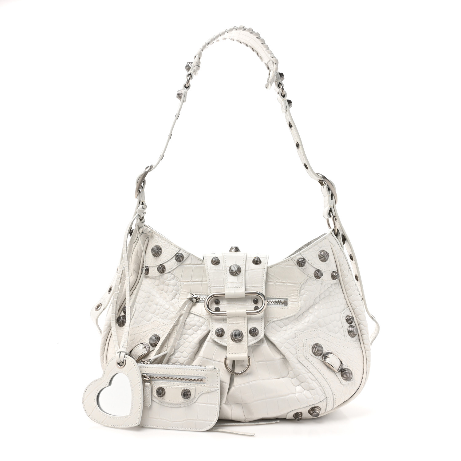BALENCIAGA Extra Supple Calfskin Crocodile Embossed Large Le