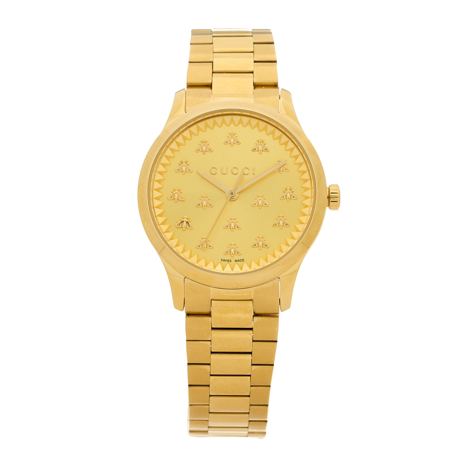 稀少 GUCCI(グッチ) G-Timeless Bee Yellow Gold Dial Ladies Gucci 36mm G-Timeless Bee Watch with Bracelet Strap, Gold
