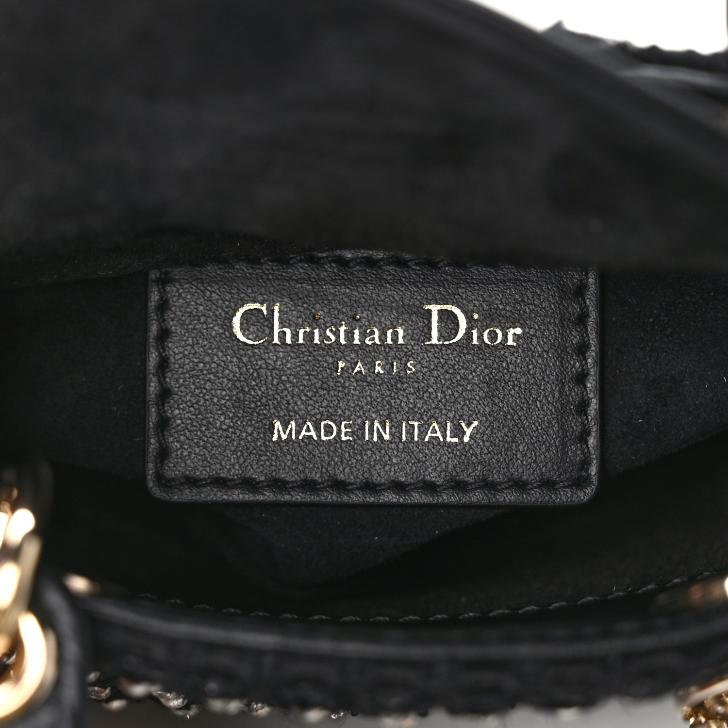 CHRISTIAN DIOR Fabric Embroidered Crystal Pearl Mirror Micro