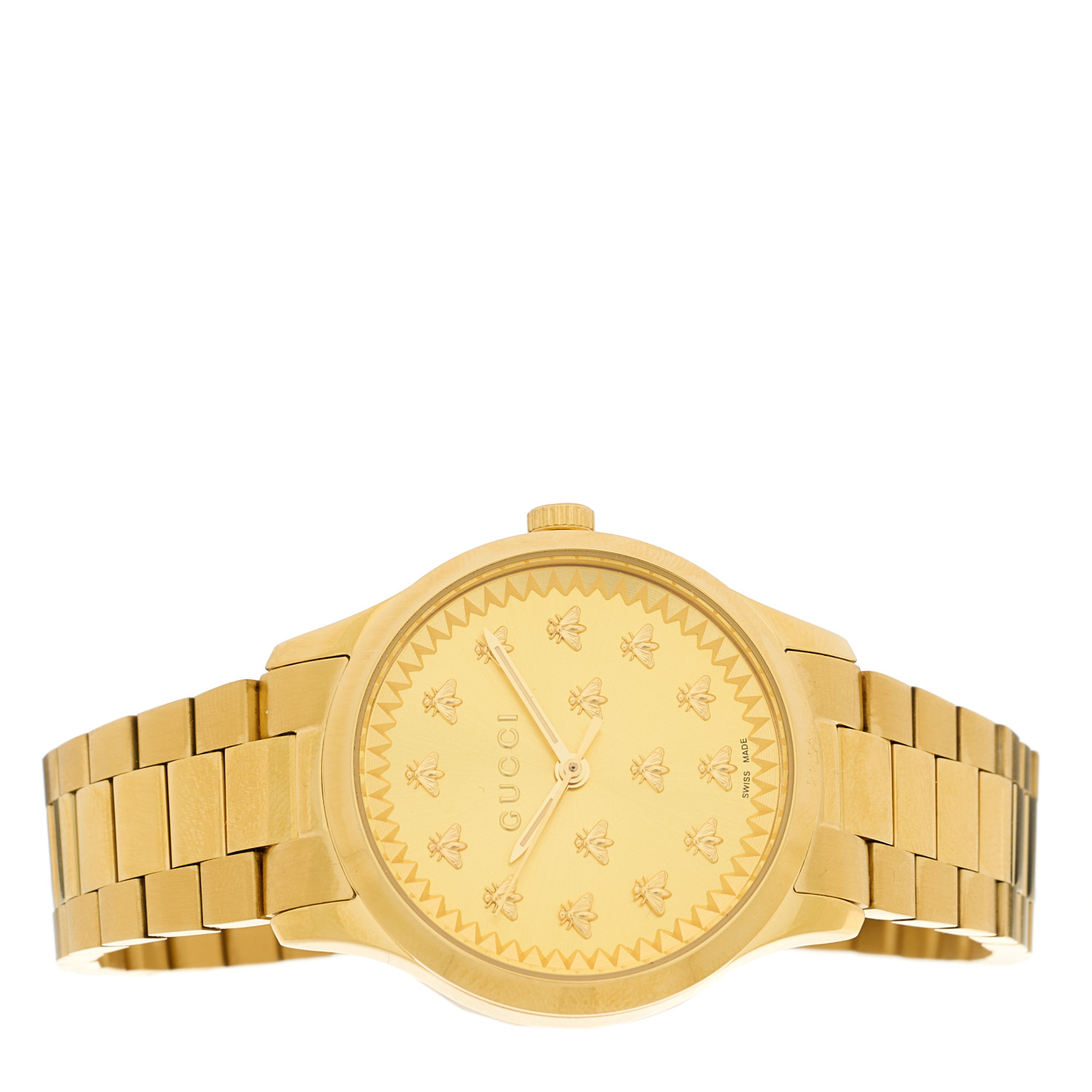 稀少 GUCCI(グッチ) G-Timeless Bee Yellow Gold Dial Ladies Gucci 36mm G-Timeless Bee Watch with Bracelet Strap, Gold