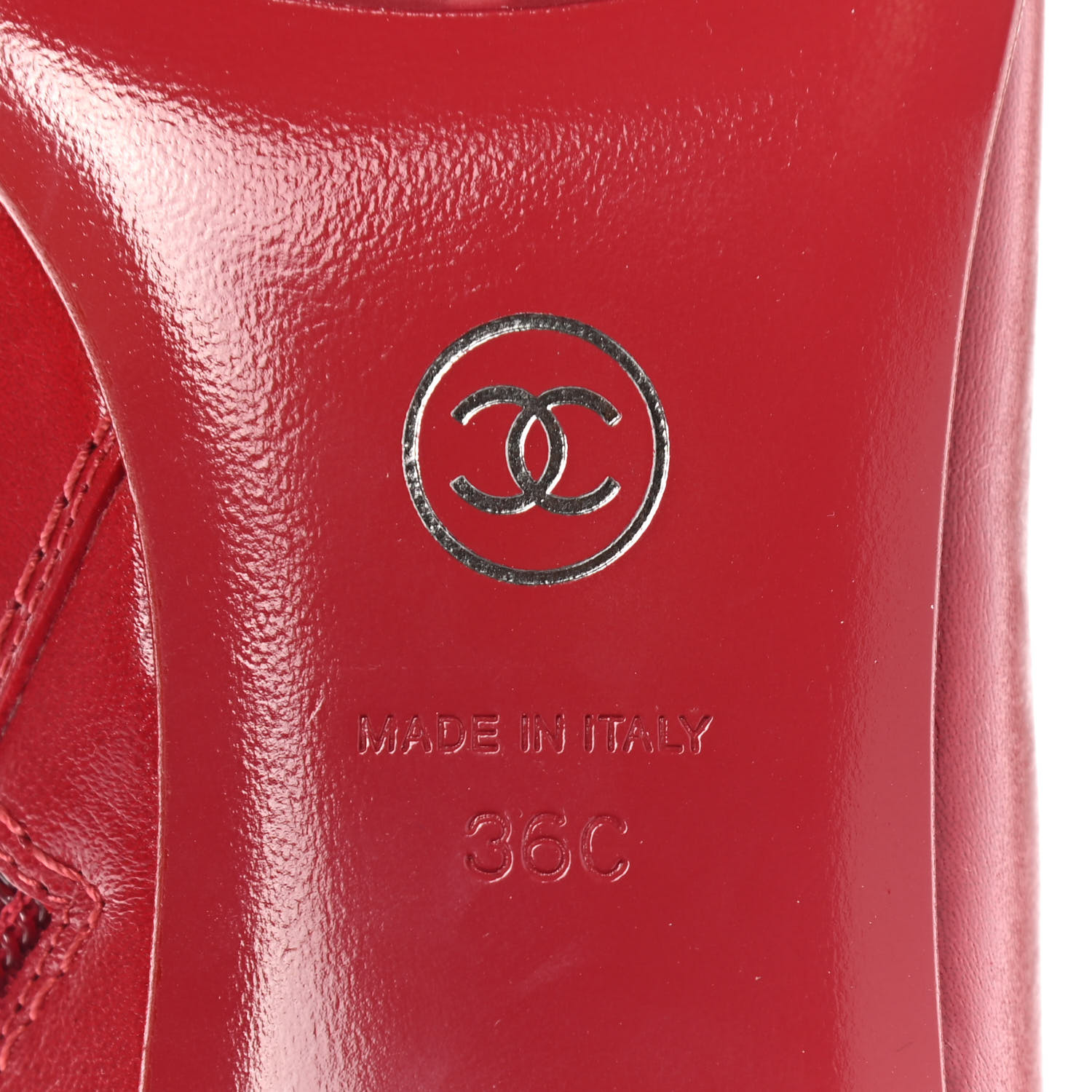 CHANEL Crumpled Calfskin Cap Toe Chain Short Boots 36 Red