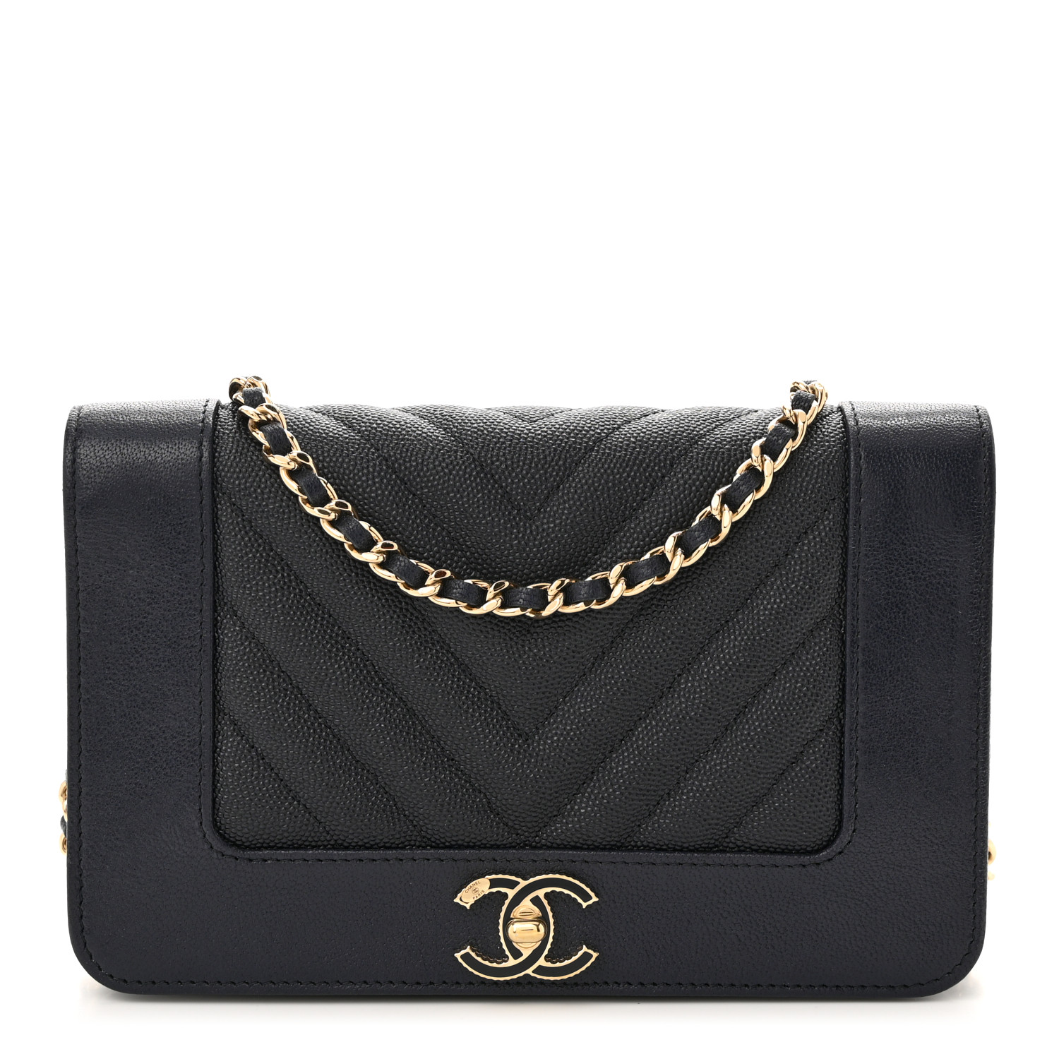 ショルダーバッグ・ポシェット × ヴィンテージ(中古) Chanel Caviar Chevron WOC Mini Crossbody Bag A80287 Chanel Caviar Chevron Woc Mini Cross Bag A80287 Women Silver