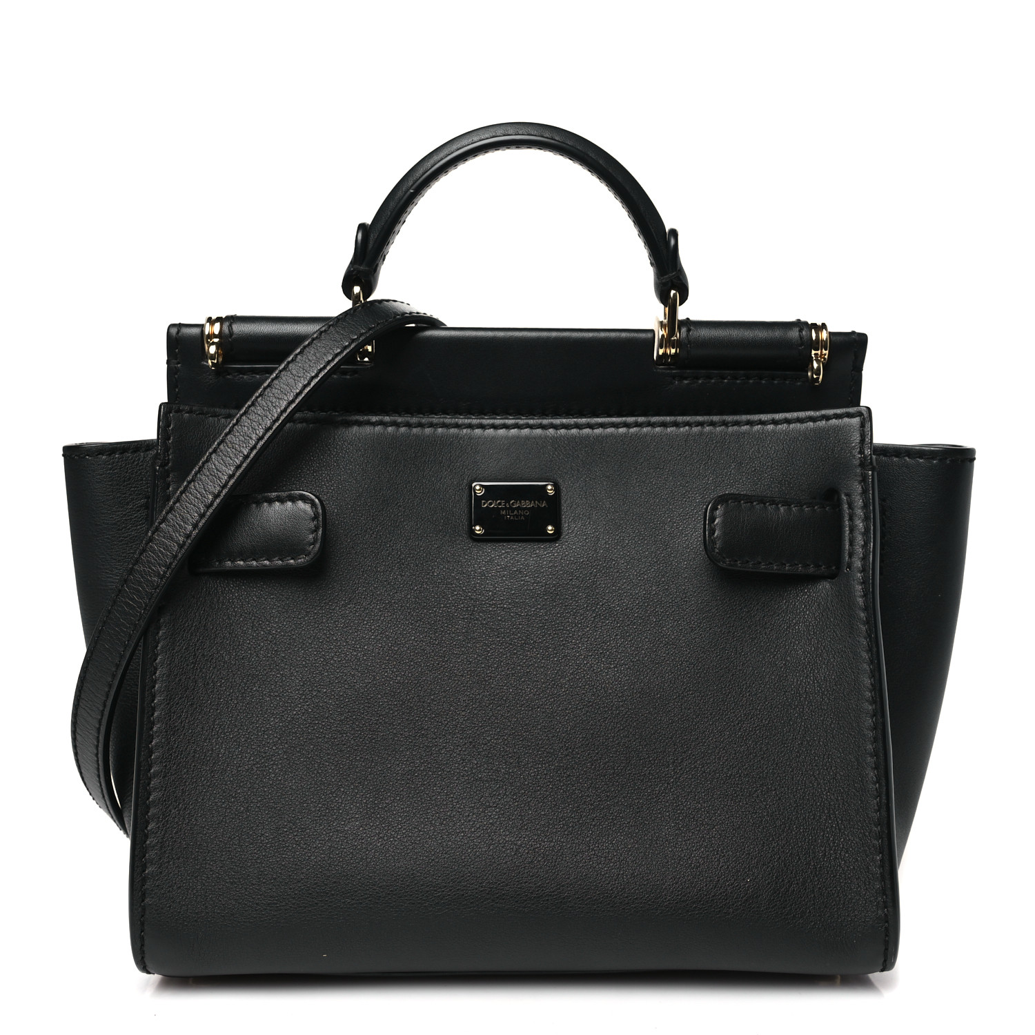 DOLCE & GABBANA Calfskin Small Sicily 62 Soft Bag Black