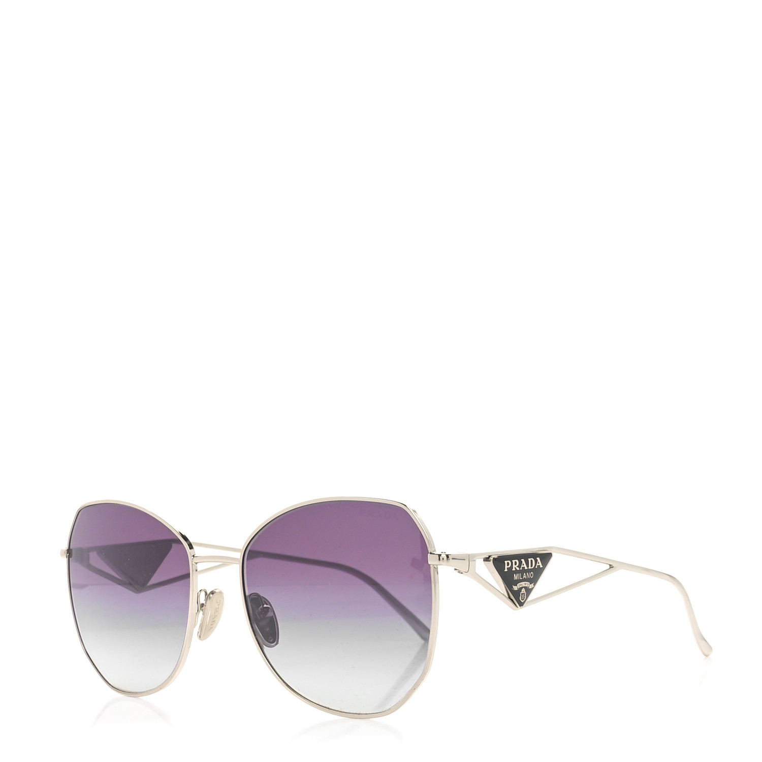 PRADA Metal Symbole Triangle Logo Sunglasses SPR57Y Silver