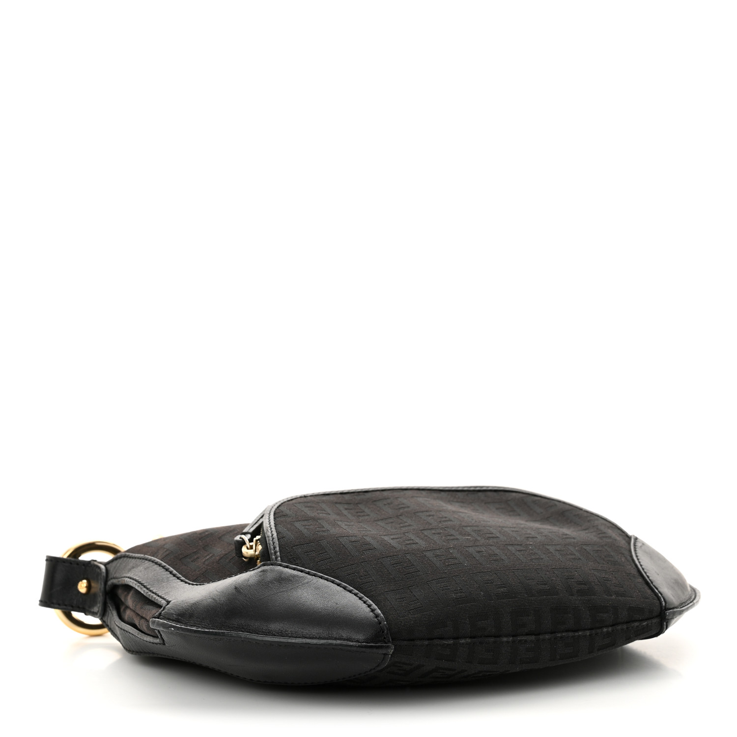 FENDI Zucchino Cuoio Chef Pocket Shoulder Bag Black 1613207