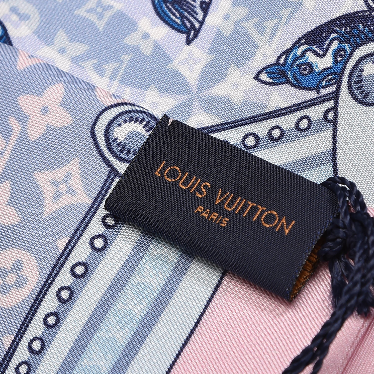 ◇ ルイヴィトン　バンドー　魚座　鯉　レア　新品　LOUISVUITTON LOUIS VUITTON Silk Monogram Koi Fish Animalle Bandeau Blue