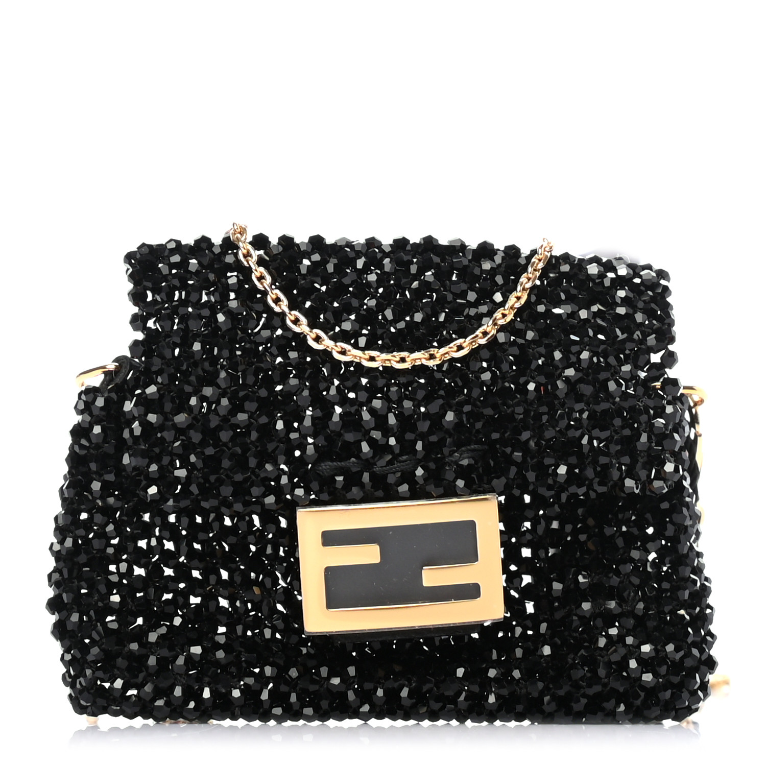 FENDI Crystal Vitello King Beaded Mini Pico Baguette Charm