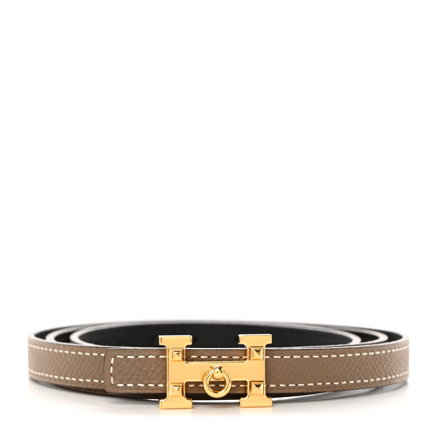 Hermes 13mm Black Swift/Gold Epsom Reversible Focus H Belt