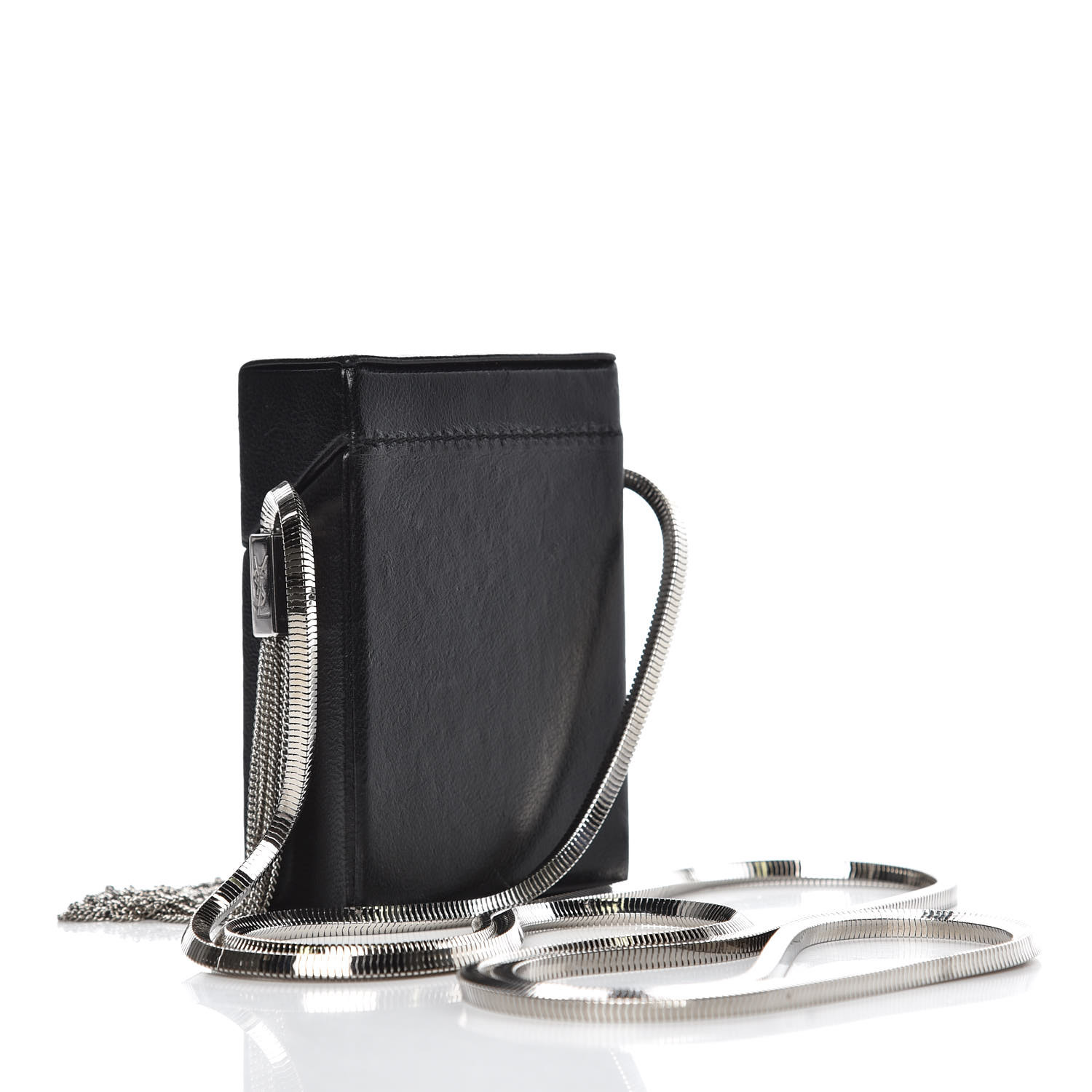 SAINT LAURENT Lambskin Smoking Box Crossbody Black 364885