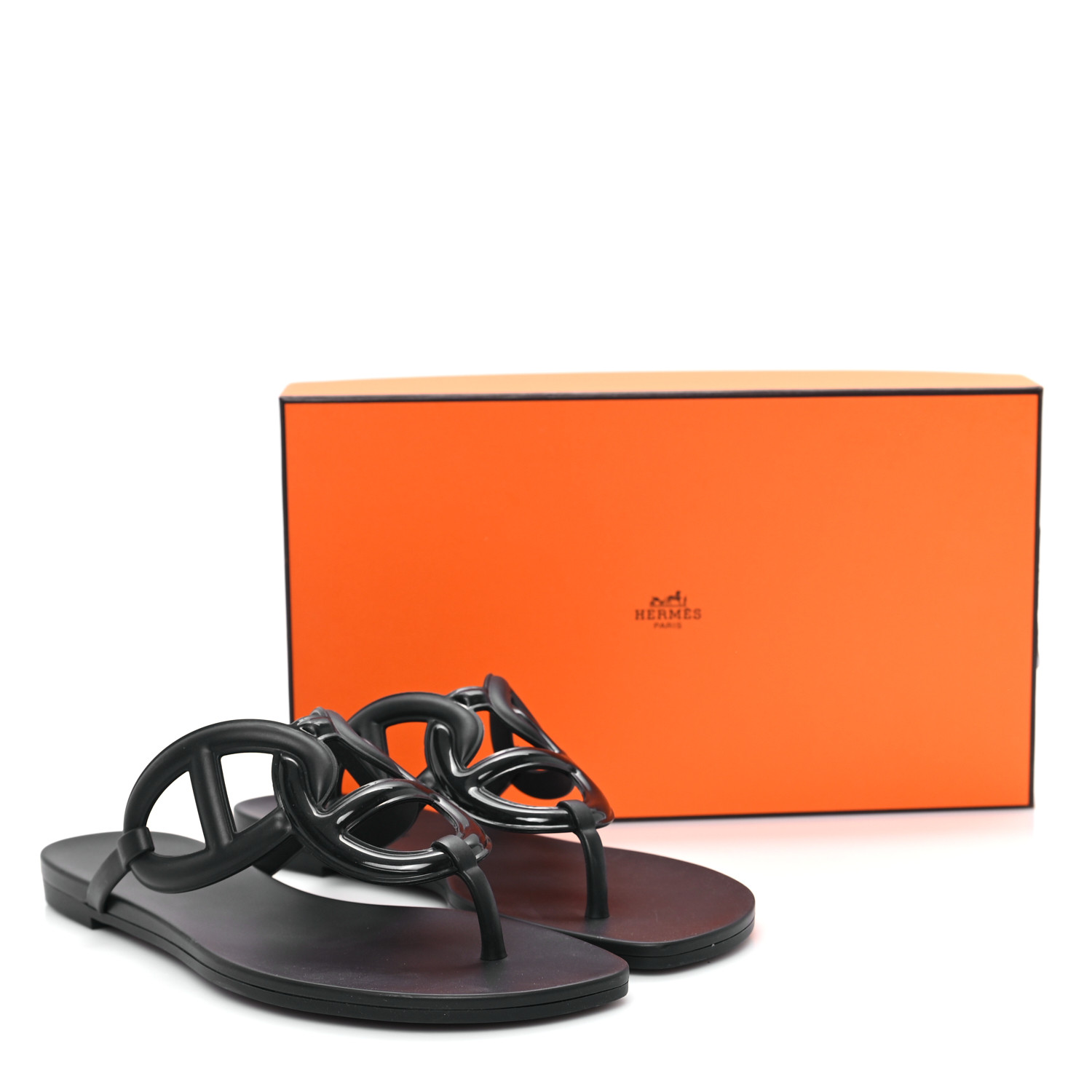 ★Hermes★(W) Egerie Sandal★Noir NEW Hermes Paris Egerie Sandal Noir New In Box 37 Dust Bag