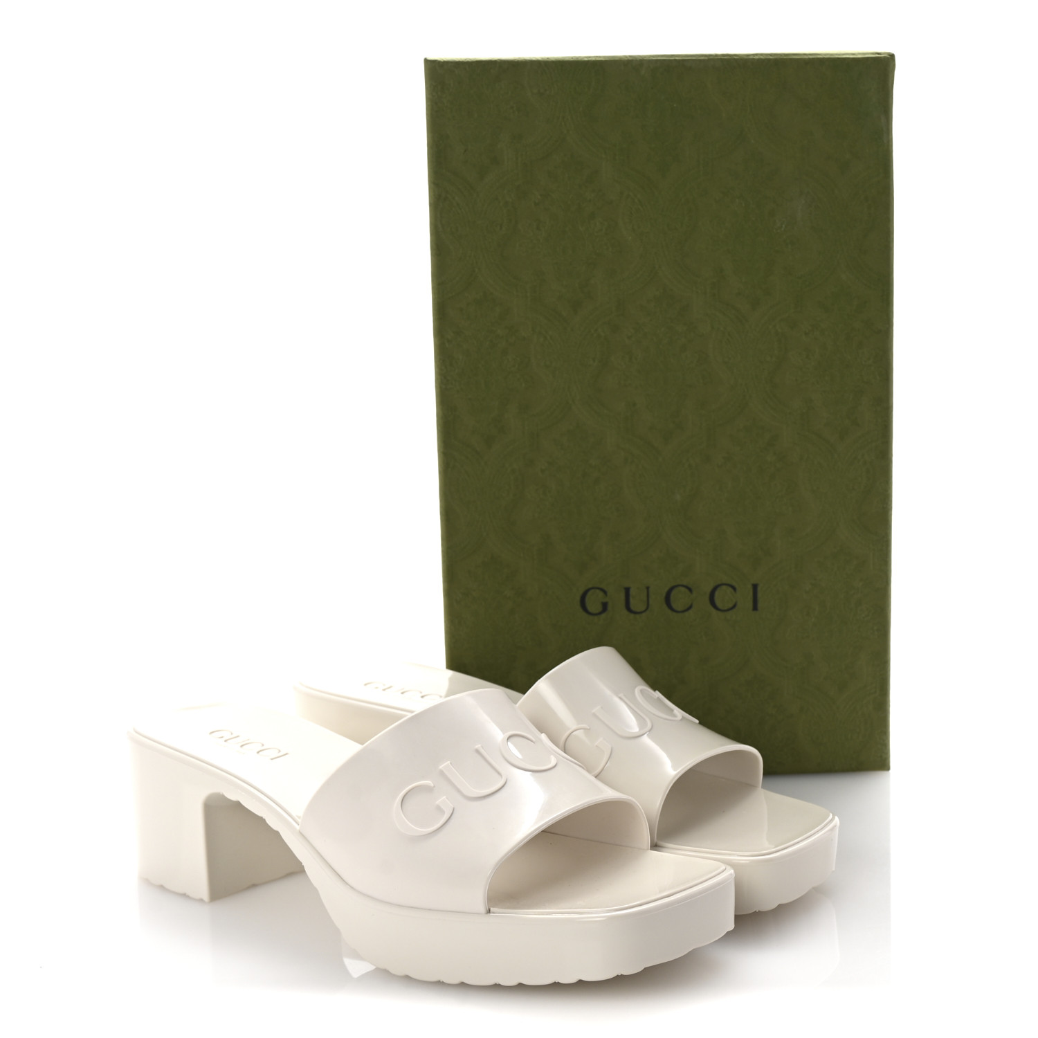 GUCCIサンダル39 GUCCI Rubber Gucci Logo Womens Platform 20/60mm Slide