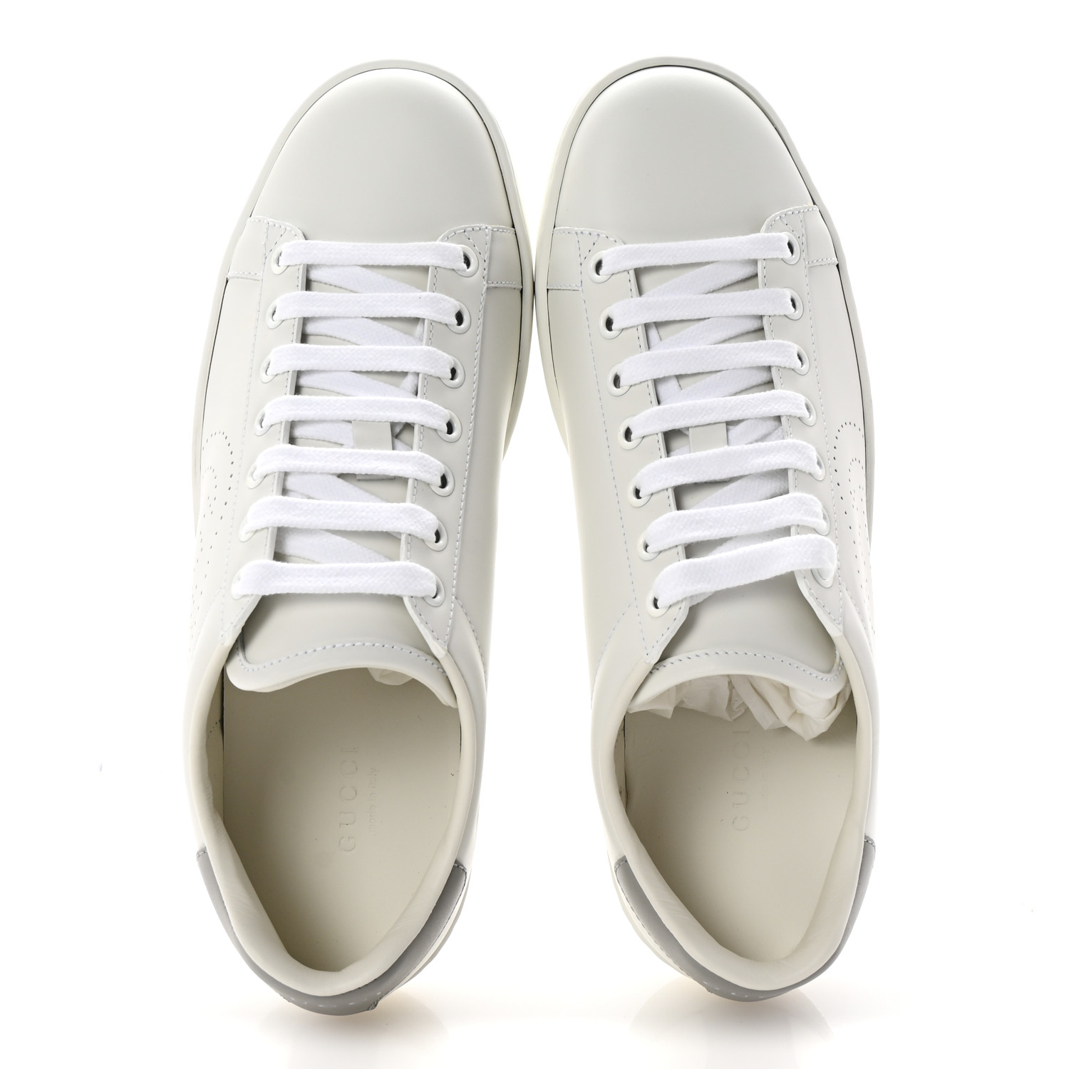 GUCCI Calfskin Interlocking G Perforated Womens Ace Sneakers