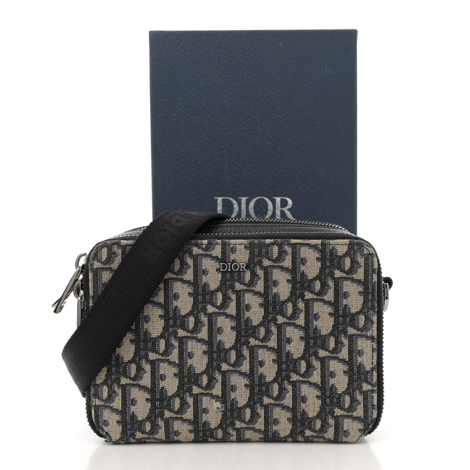 CHRISTIAN DIOR Oblique Pouch Navy Blue 1687082 | FASHIONPHILE