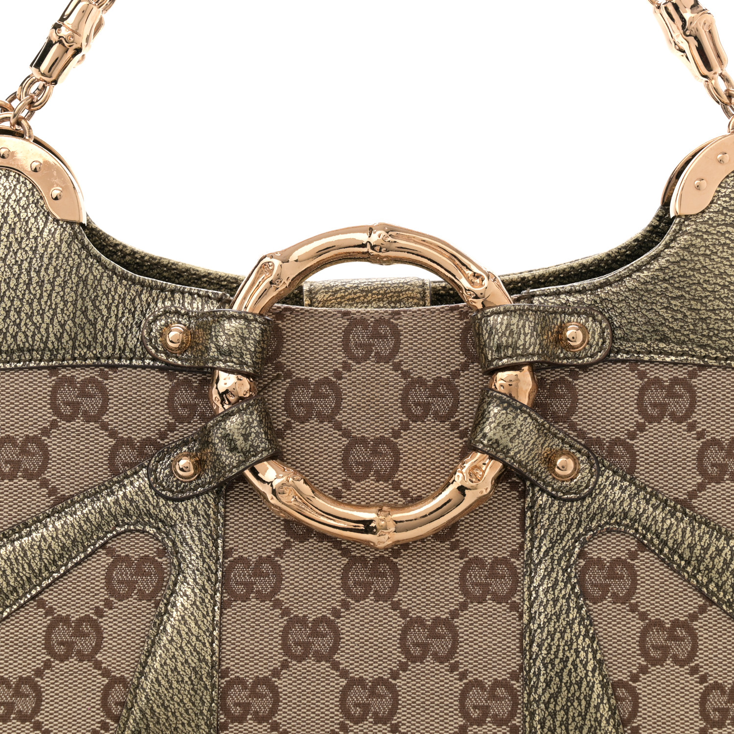 GUCCI Monogram Bamboo Chain Tom Ford Shoulder Bag Metallic