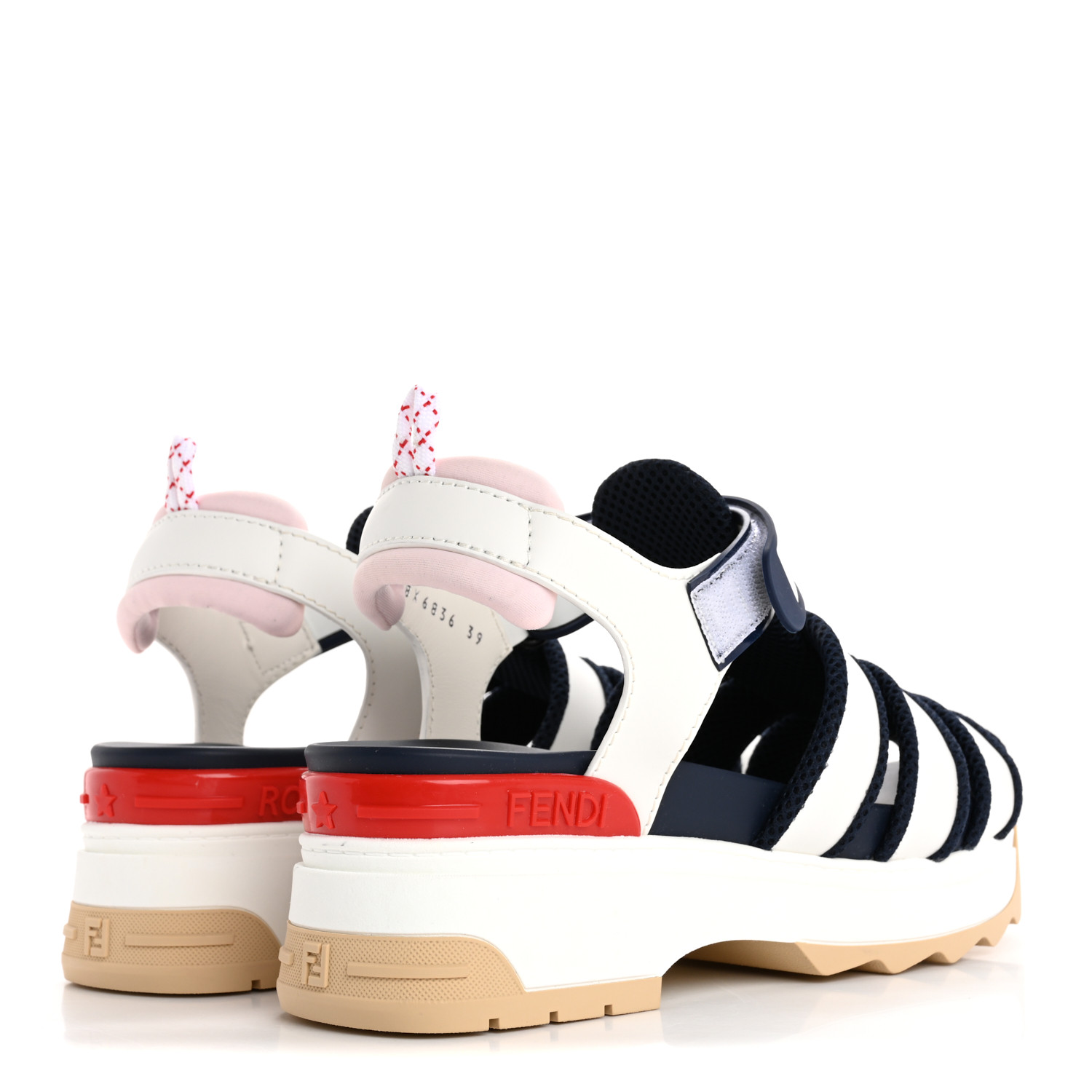 FENDI Vitello T Rex Platform Sandals 39 Ultra White