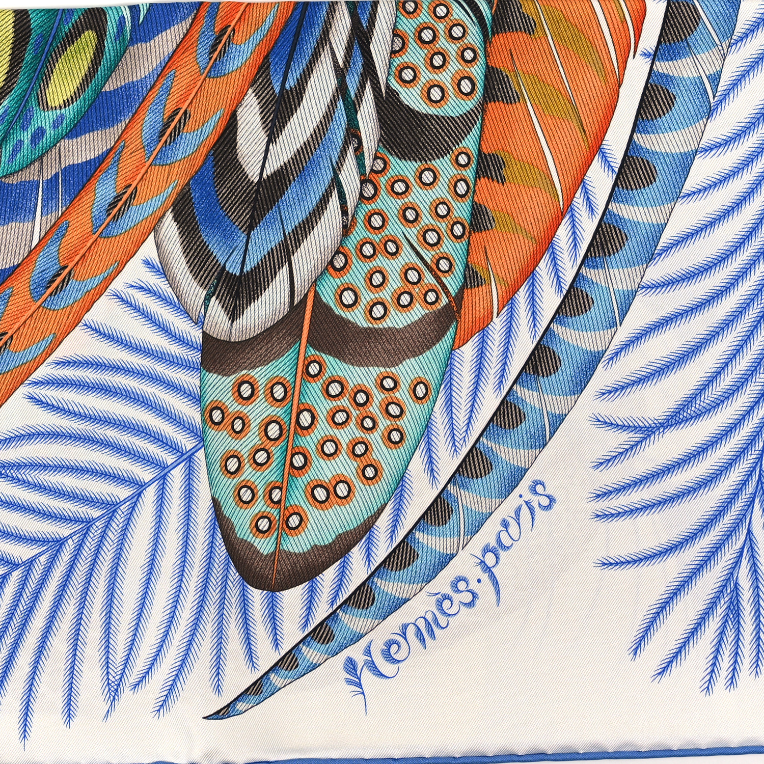 HERMES シルクスカーフ PLUMES エルメス カレジェアン Plumes en Fete プリュム アン フェット
