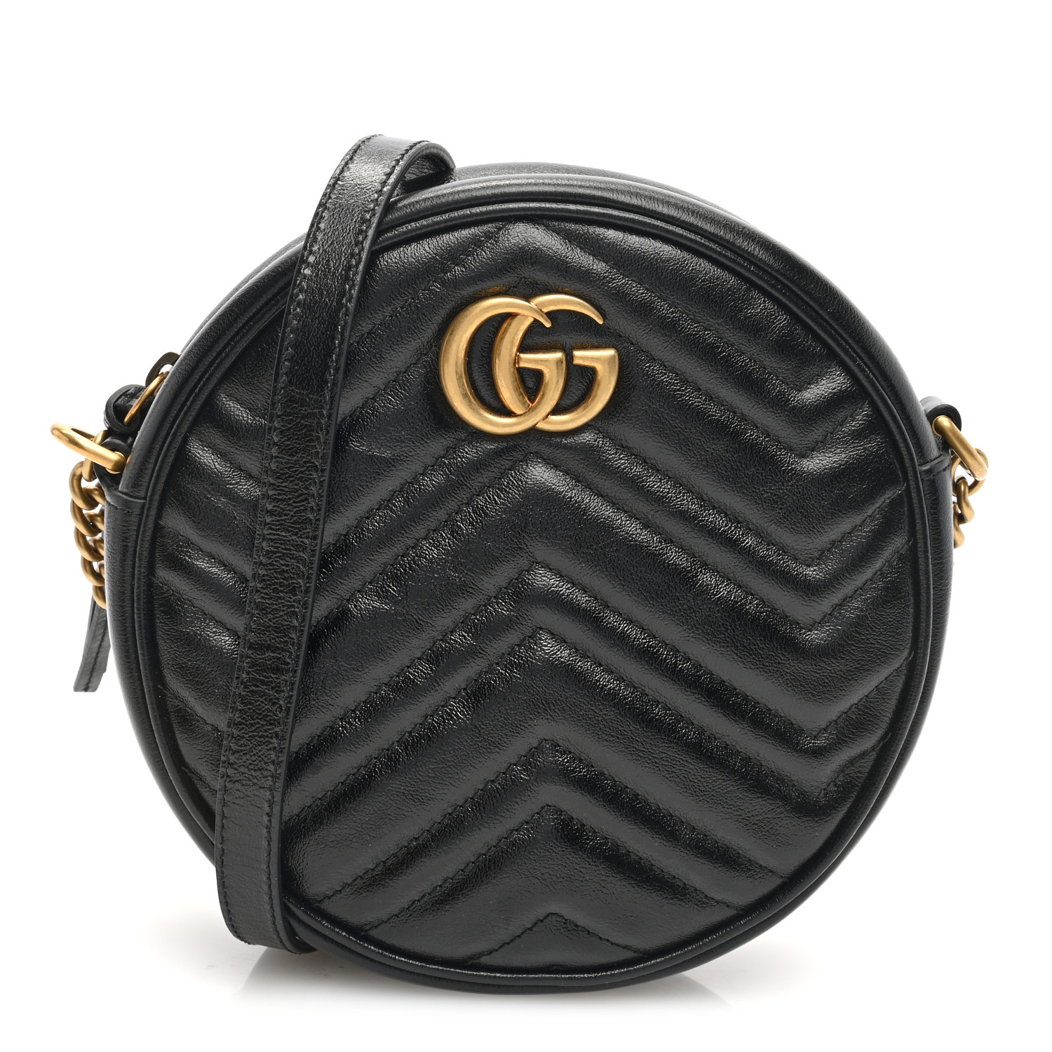 GUCCI Azalea Calfskin Matelasse Heart Mini GG Marmont Round