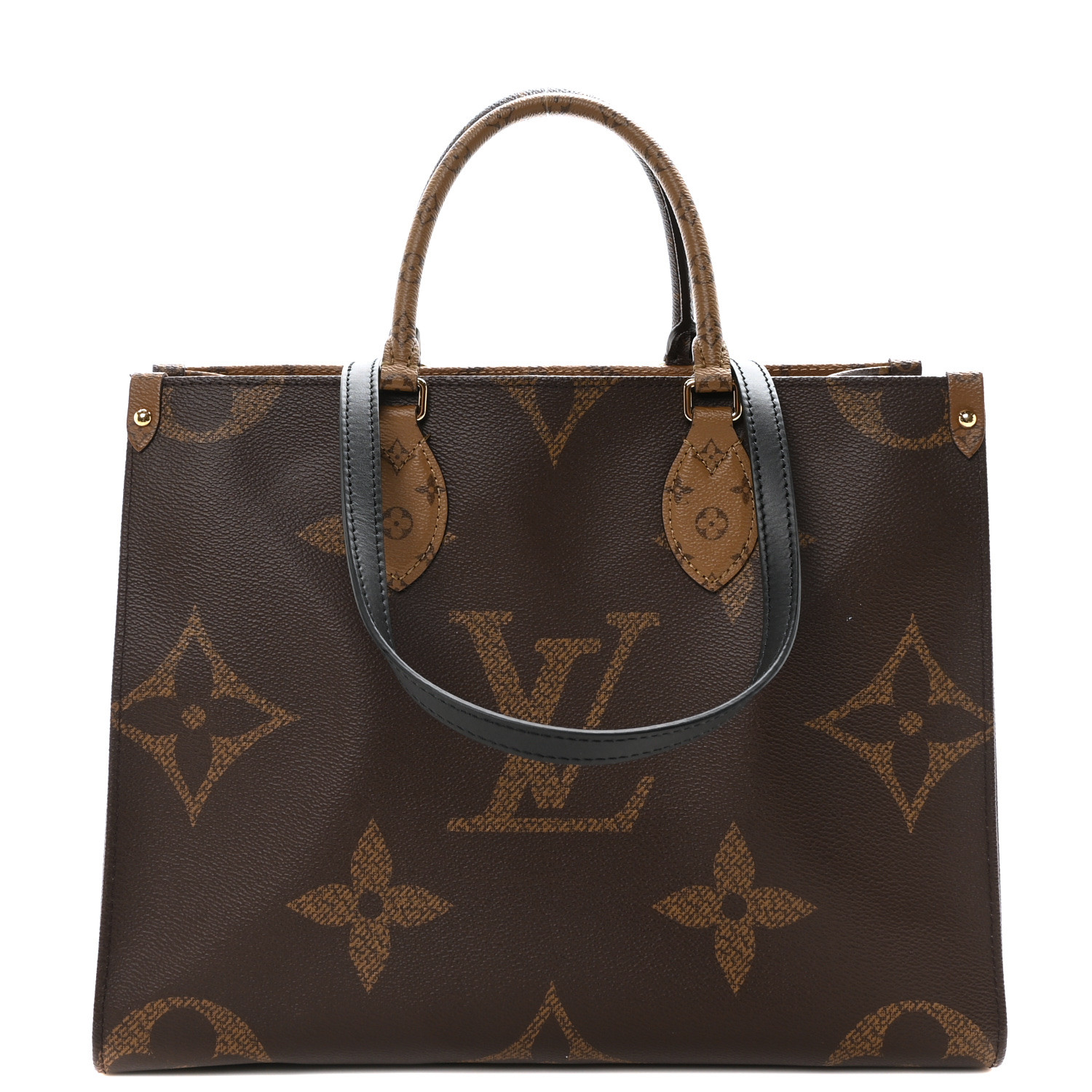 たくさん入る♪【LOUIS VUITTON】Onthego Giant Reverse MM Louis Vuitton Onthego Monogram Giant Reverse MM Brown in