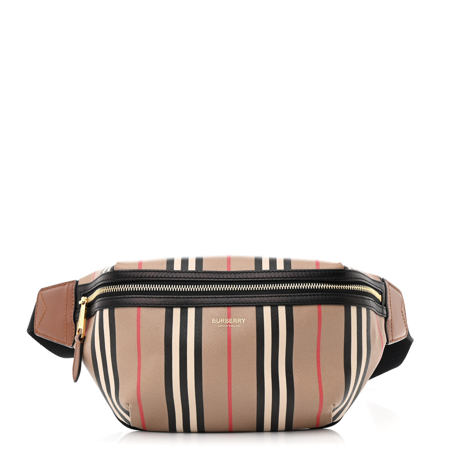 BURBERRY E-Canvas Icon Stripe Sonny Bum Bag Archive Beige