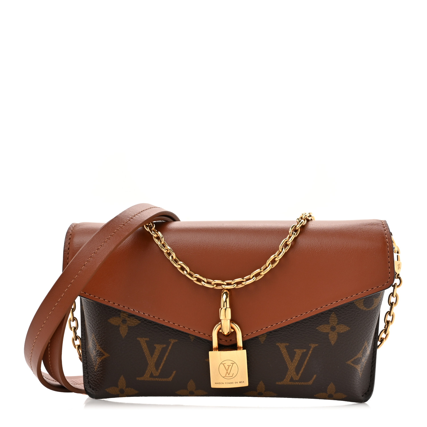 LOUIS VUITTON Monogram Padlock On Strap Caramel 1641364