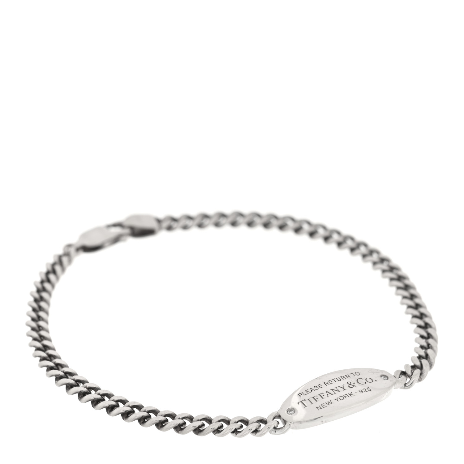 TIFFANY Sterling Silver Diamond Return To Tiffany Oval ID