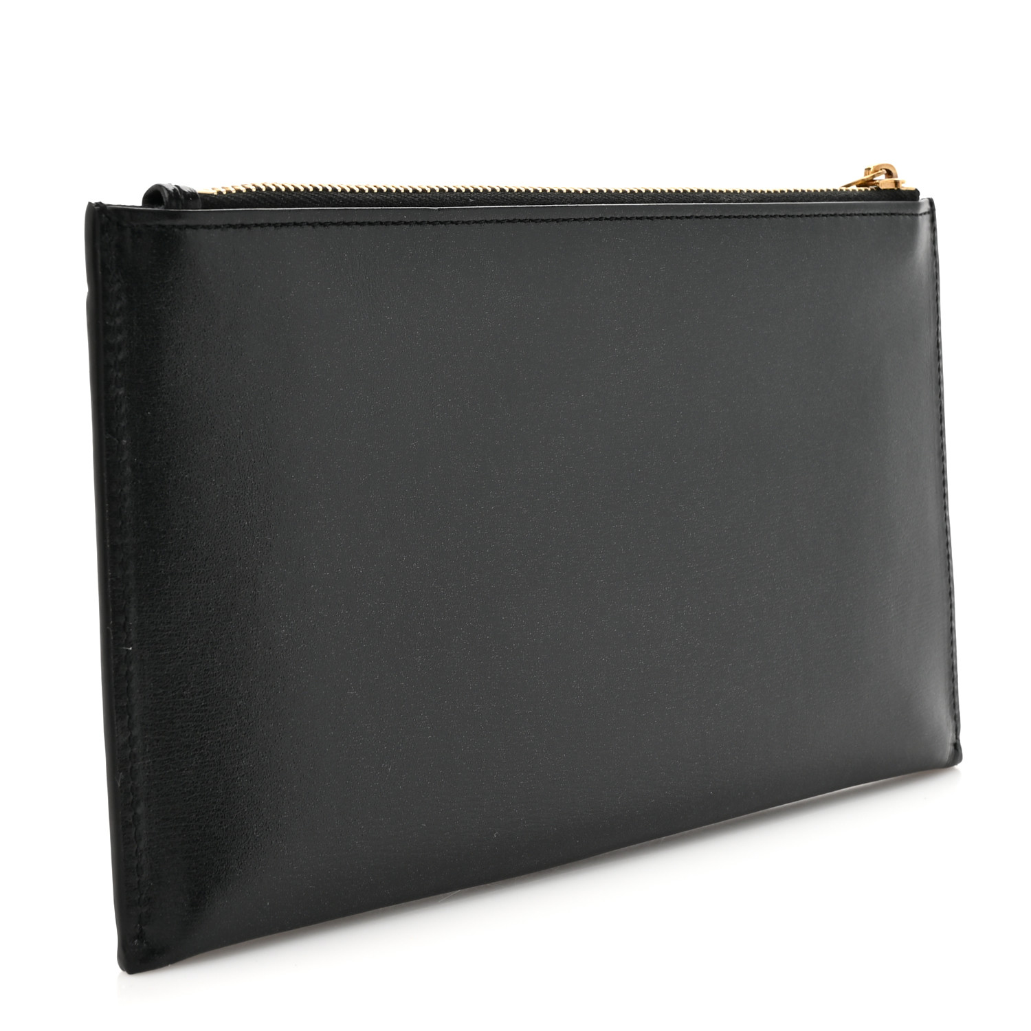 SAINT LAURENT Smooth Calfskin Monogram Bill Pouch Black