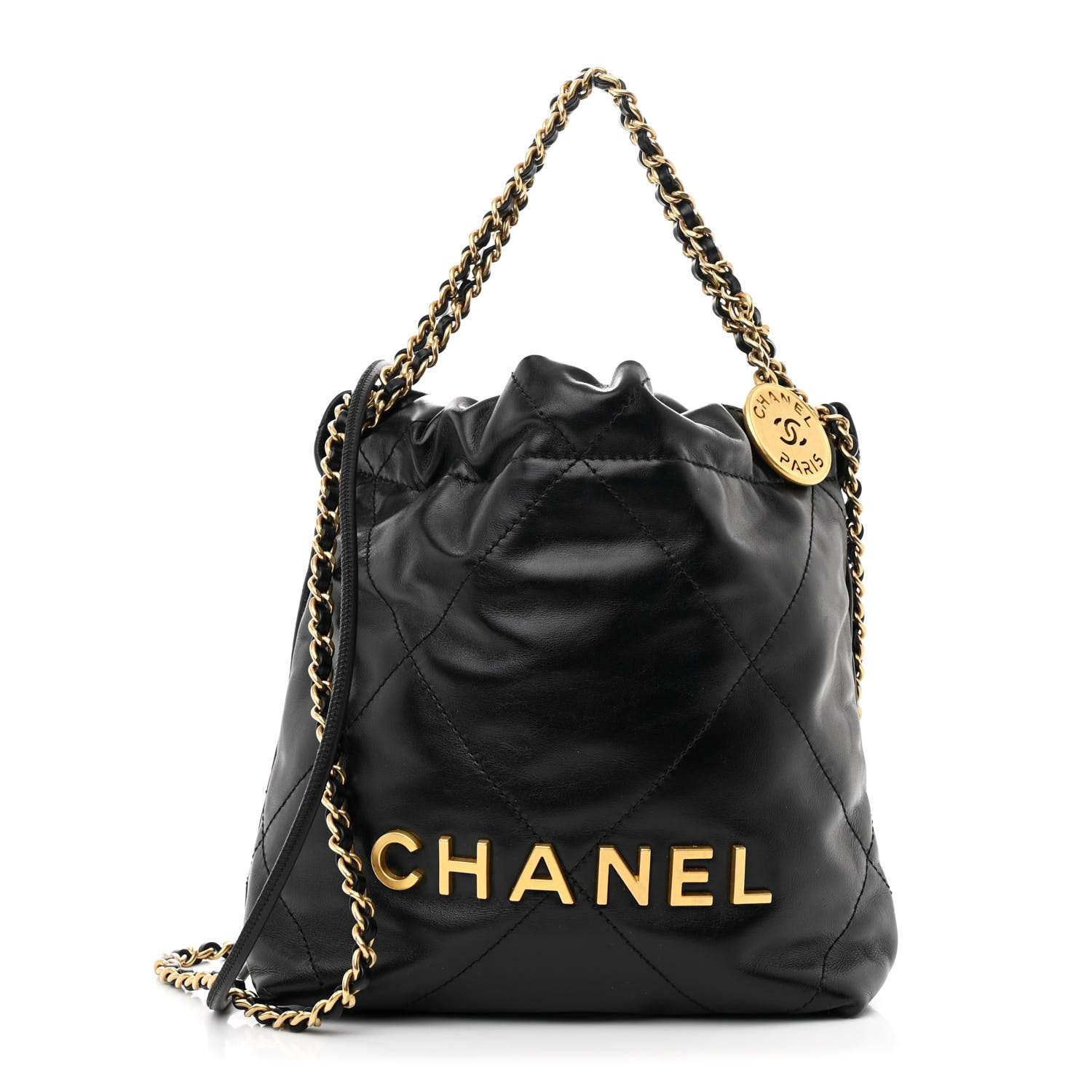 mi_chan.　1001 CHANEL Shiny Calfskin Quilted Mini Chanel 22 Black 1659874