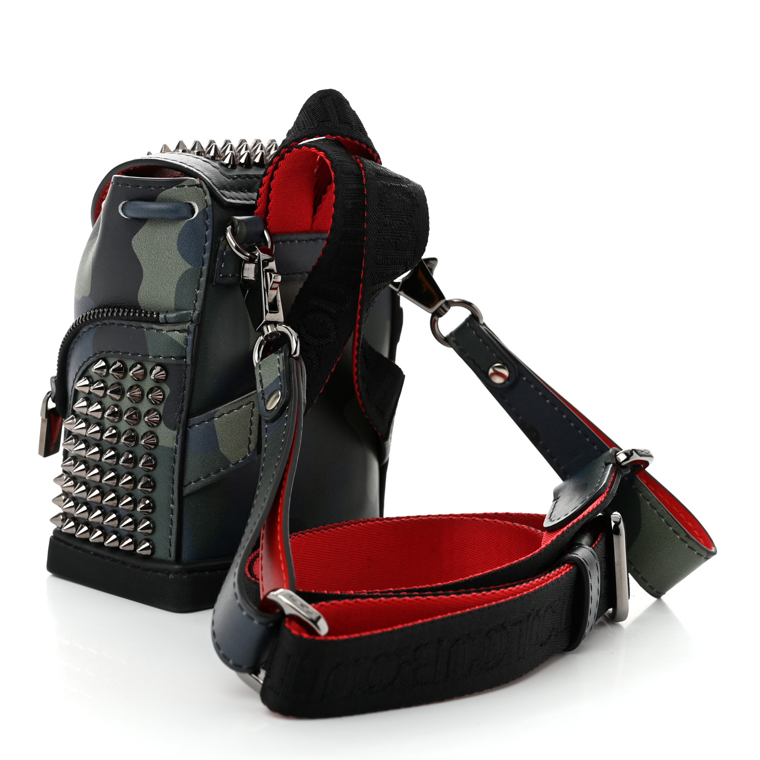 【新品】クリスチャンルブタンExplorafunk keyring Bag CHRISTIAN LOUBOUTIN Calfskin Spiked Mini Explorafunk Keyring