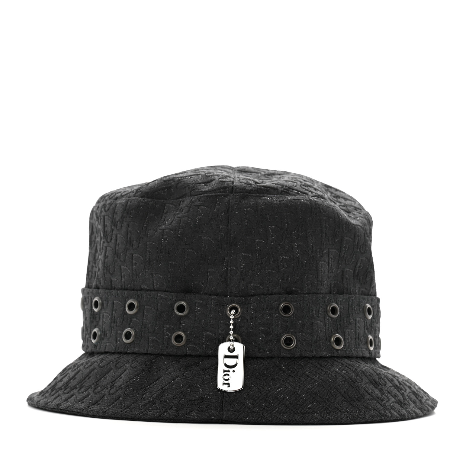 Christian Dior バケットハット 黒 CHRISTIAN DIOR Polyester Cotton Monogram Trotter Bucket Hat