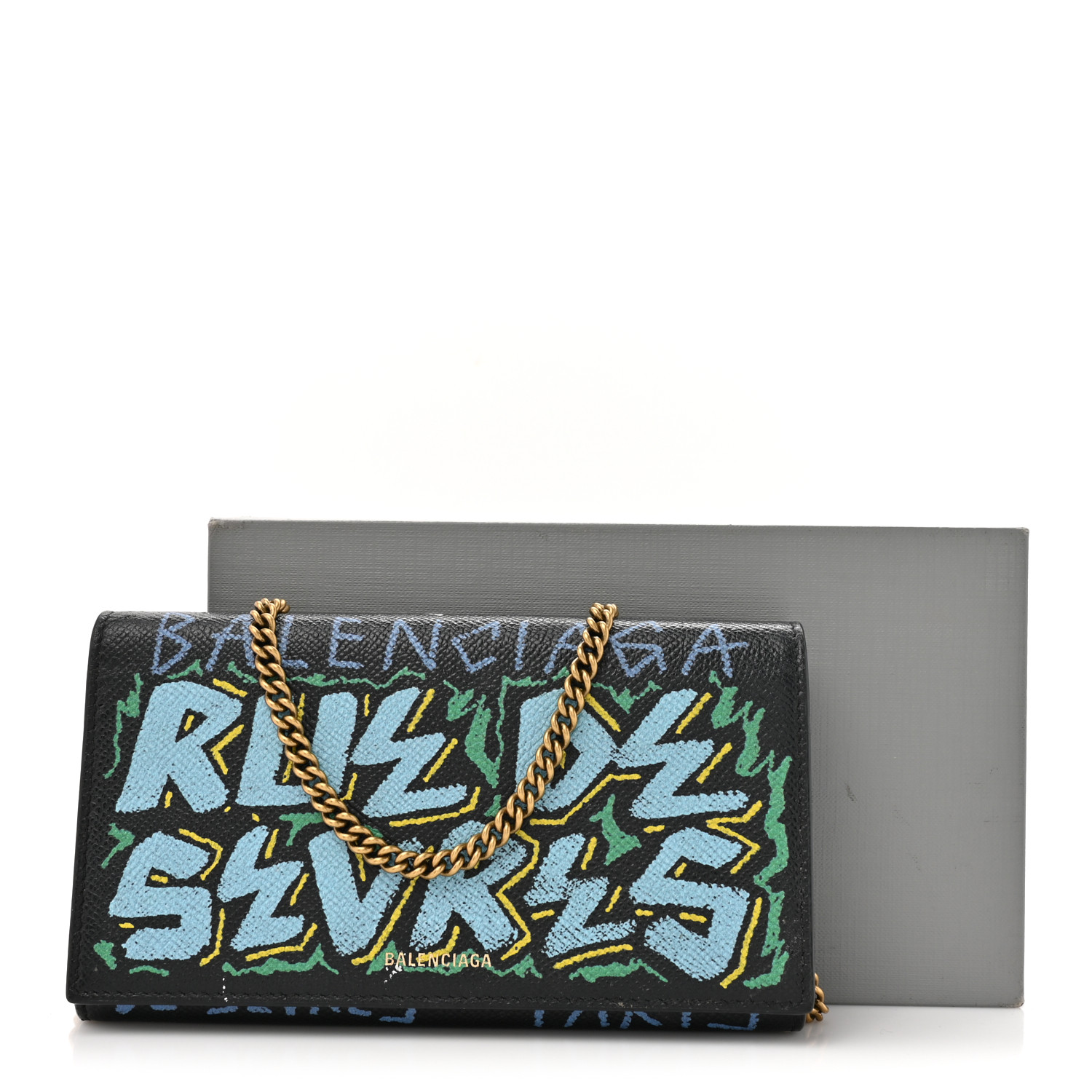 BALENCIAGA Signature Grained Calfskin Graffiti BB Chain