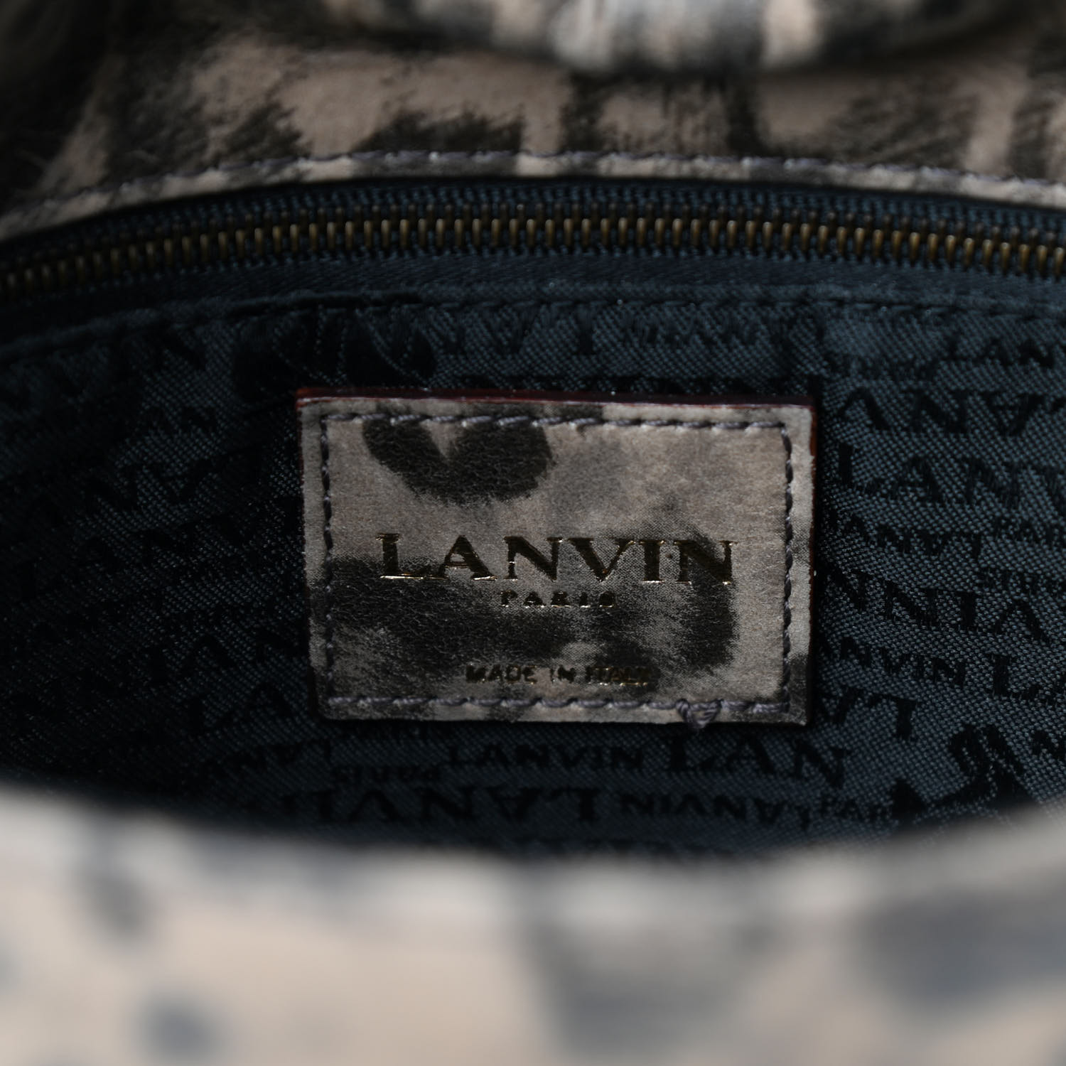 LANVIN Nubuck Leopard Print Large Happy Shoulder Bag 794556