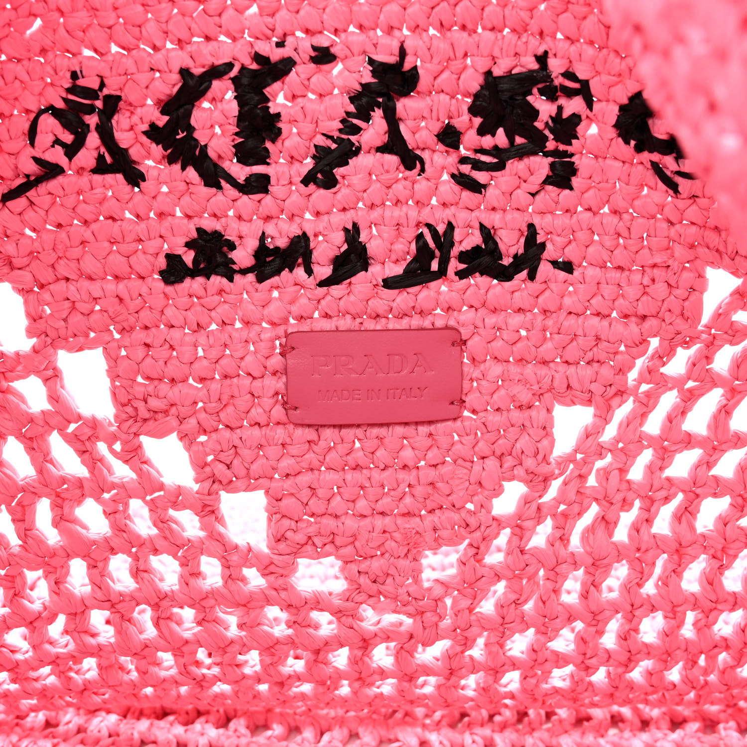 トートバッグ Prada Crochet Logo Ld05 PRADA Logo-Embroidered Crochet Tote Bag in BLACK | endource