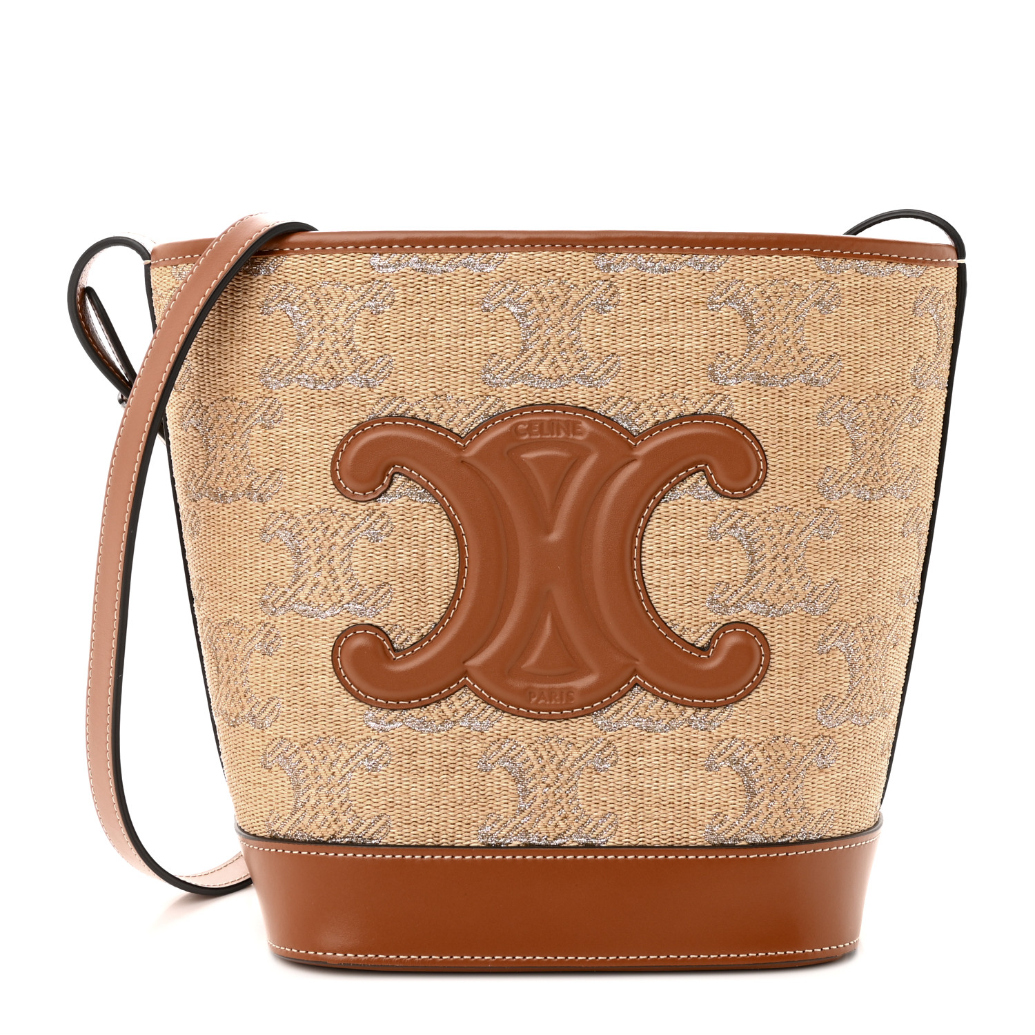 送料込【CELINE】SMALL BUCKET BAG IN TRIOMPHE CANVAS Small Bucket IN Triomphe Canvas and calfskin - TAN | CELINE