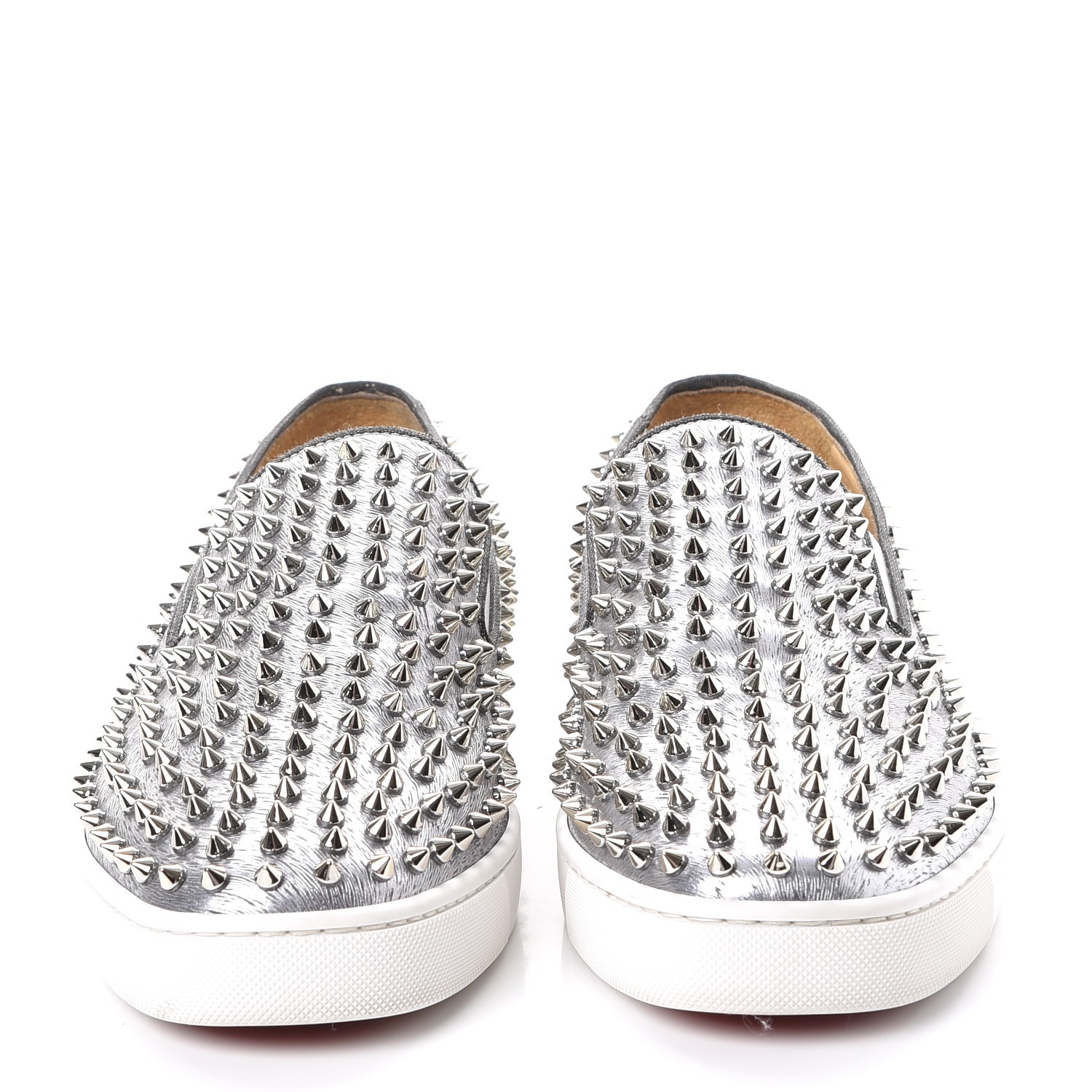 SUMMER SALE CHRISTIAN LOUBOUTIN Roller-Boat▲グレー CHRISTIAN LOUBOUTIN Mens Metallic Calfskin Spikes Roller
