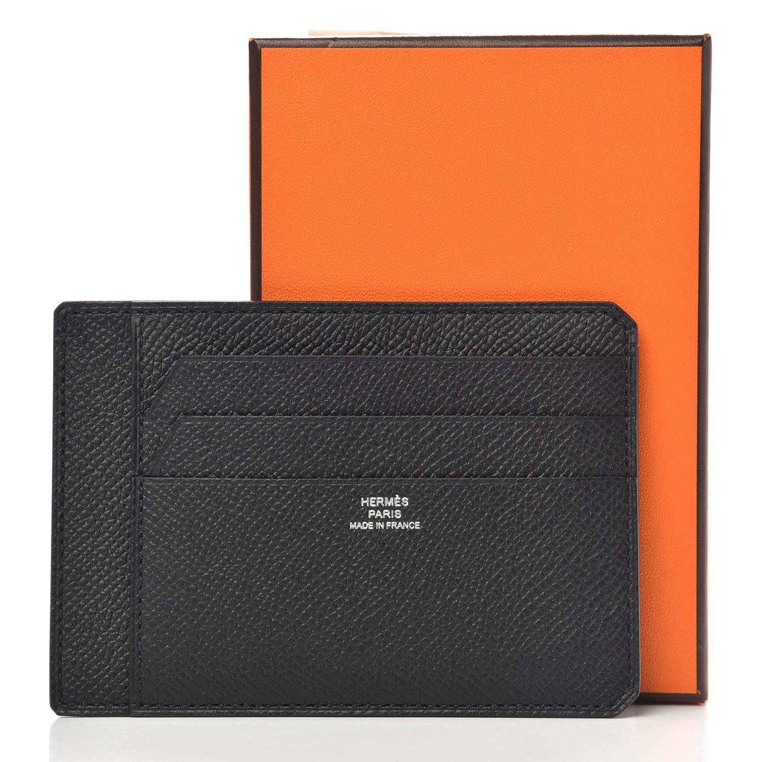 Hermes City 8CC Card Holder Black Epsom Leather