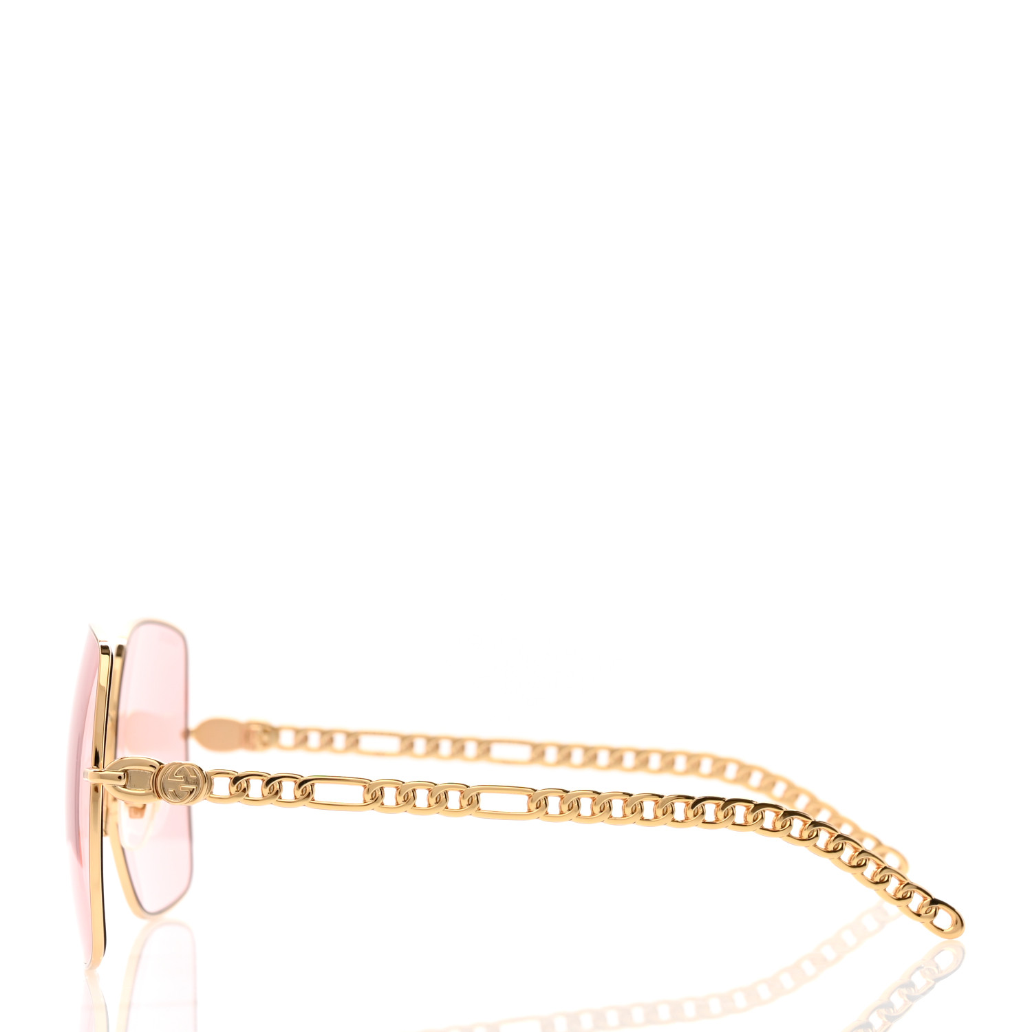 GUCCI Square Frame Oversized Sunglasses GG0724S Pink Gold