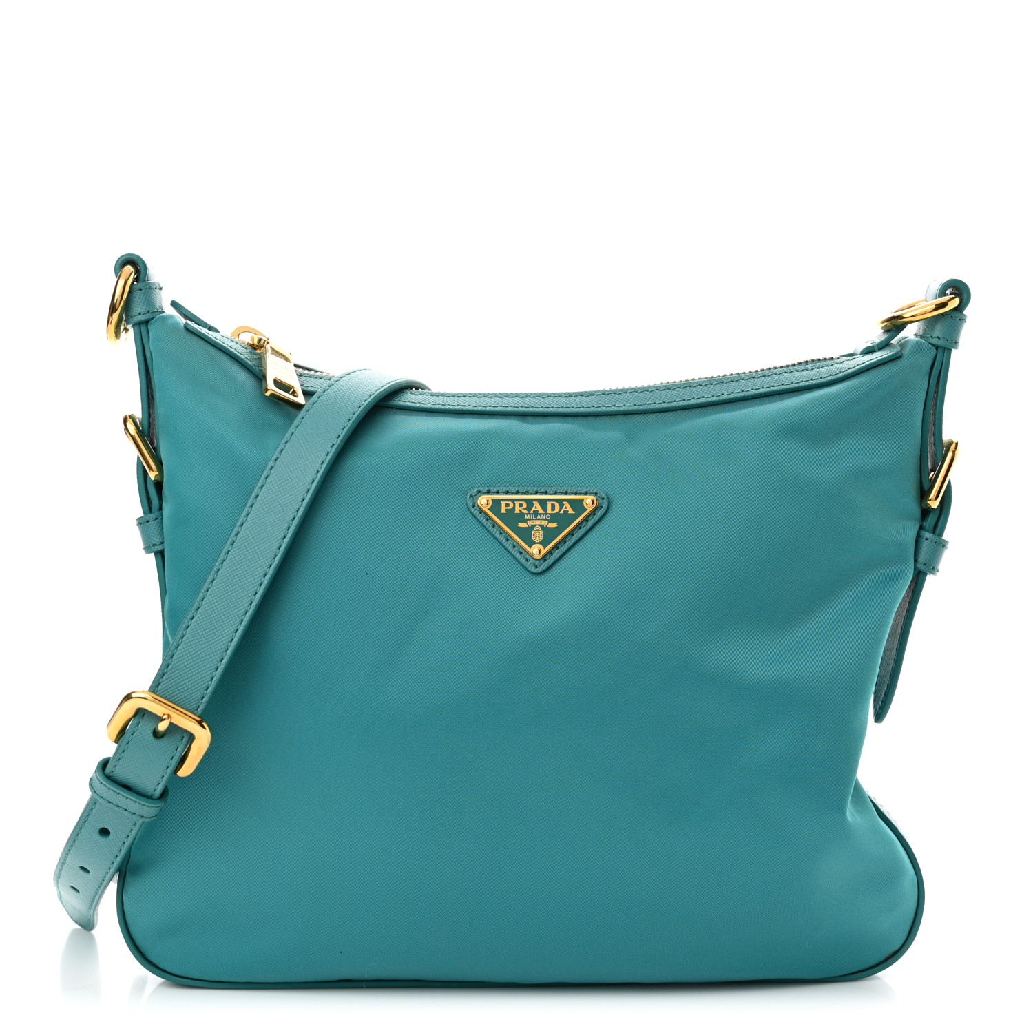 PRADA Tessuto Nylon Saffiano Small Crossbody Bag Turchese