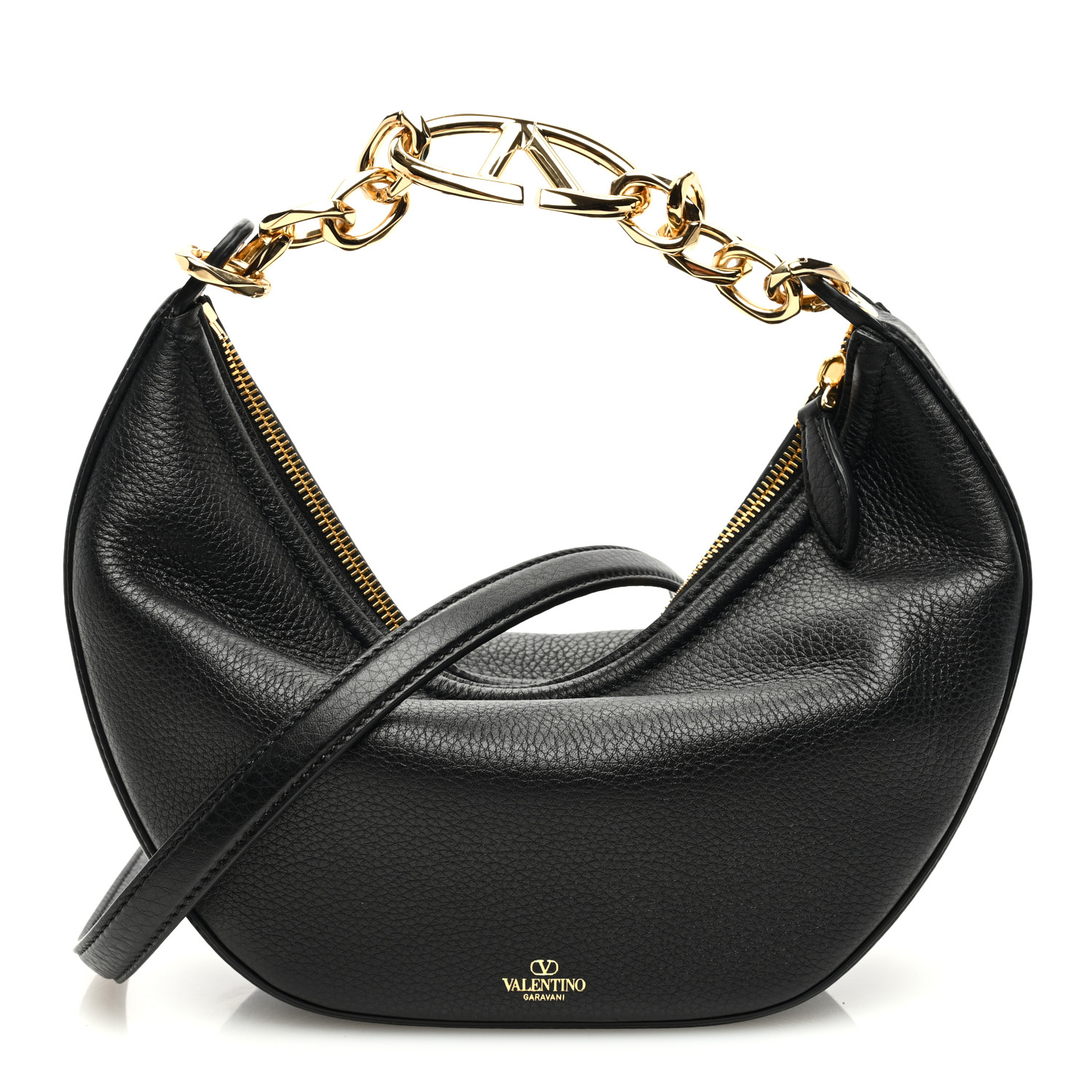 【関税&送料込】Valentino Garavani Vlogo Moon Small Grainy L Valentino Garavani Small VLogo Moon Hobo Bag in Grainy