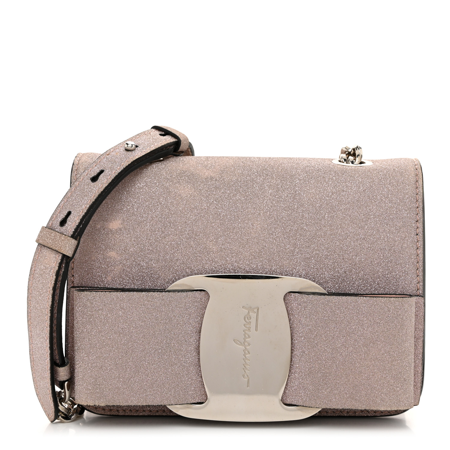 SALVATORE FERRAGAMO Rainbow Glitter Mini Vara Bow Crossbody