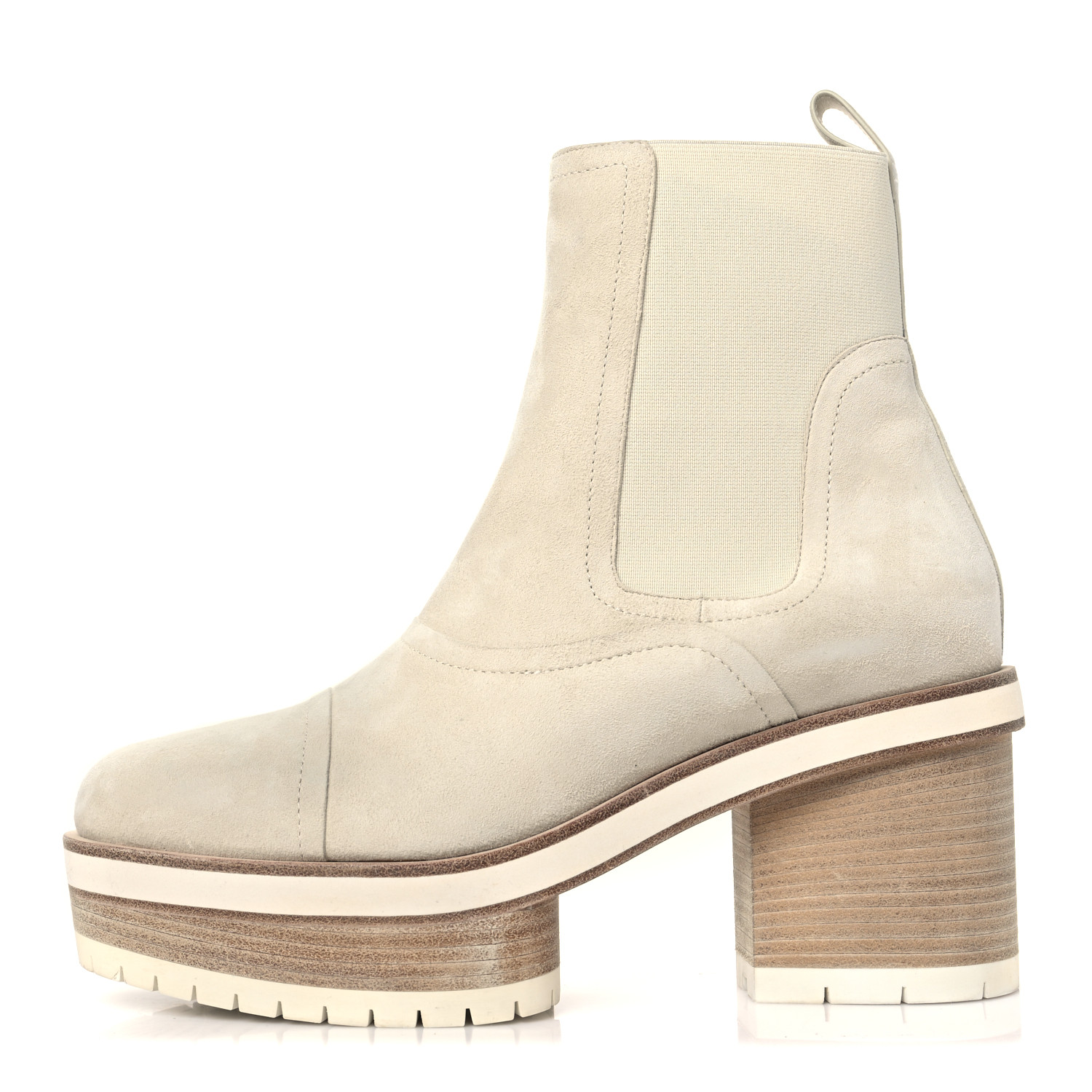 HERMES Suede Goatskin Isee 45 Ankle Boots 41 Blanc De Paris